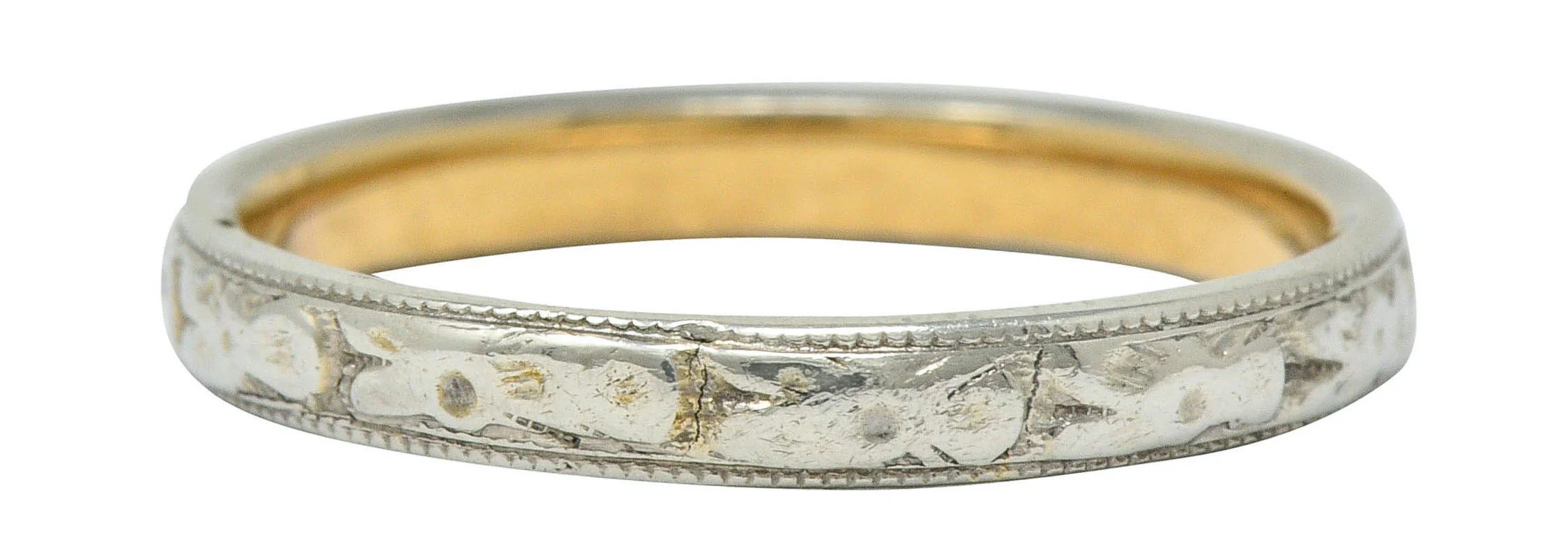 Art Deco 14 Karat Two-Tone Gold Orange Blossom Band Ring - Image 3