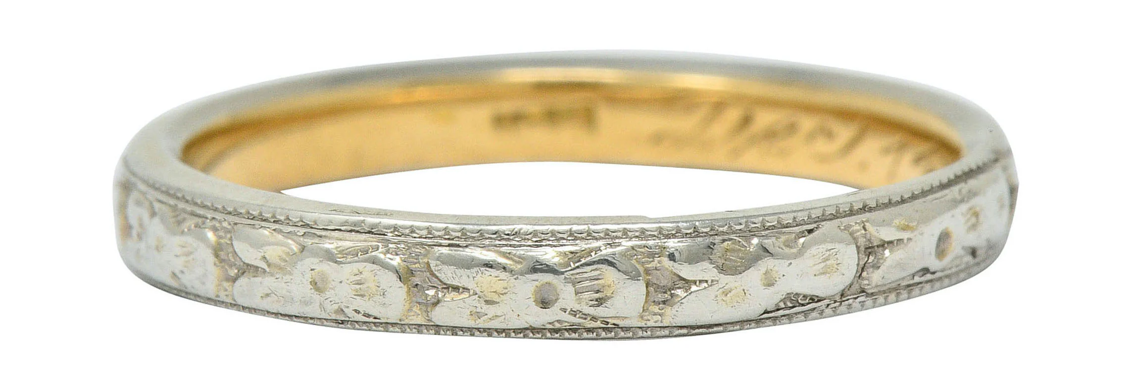 Art Deco 14 Karat Two-Tone Gold Orange Blossom Band Ring - Image 4