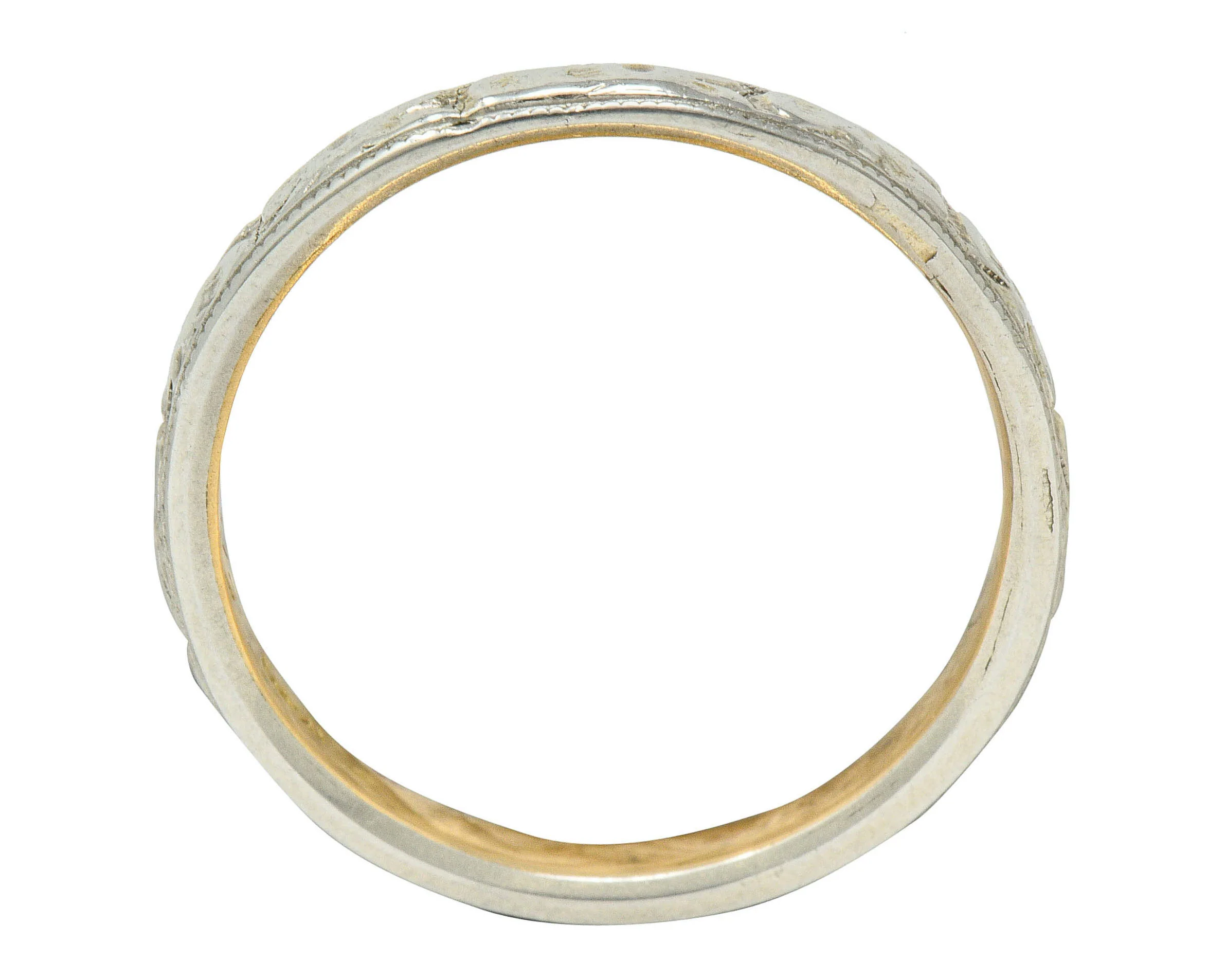 Art Deco 14 Karat Two-Tone Gold Orange Blossom Band Ring - Image 5