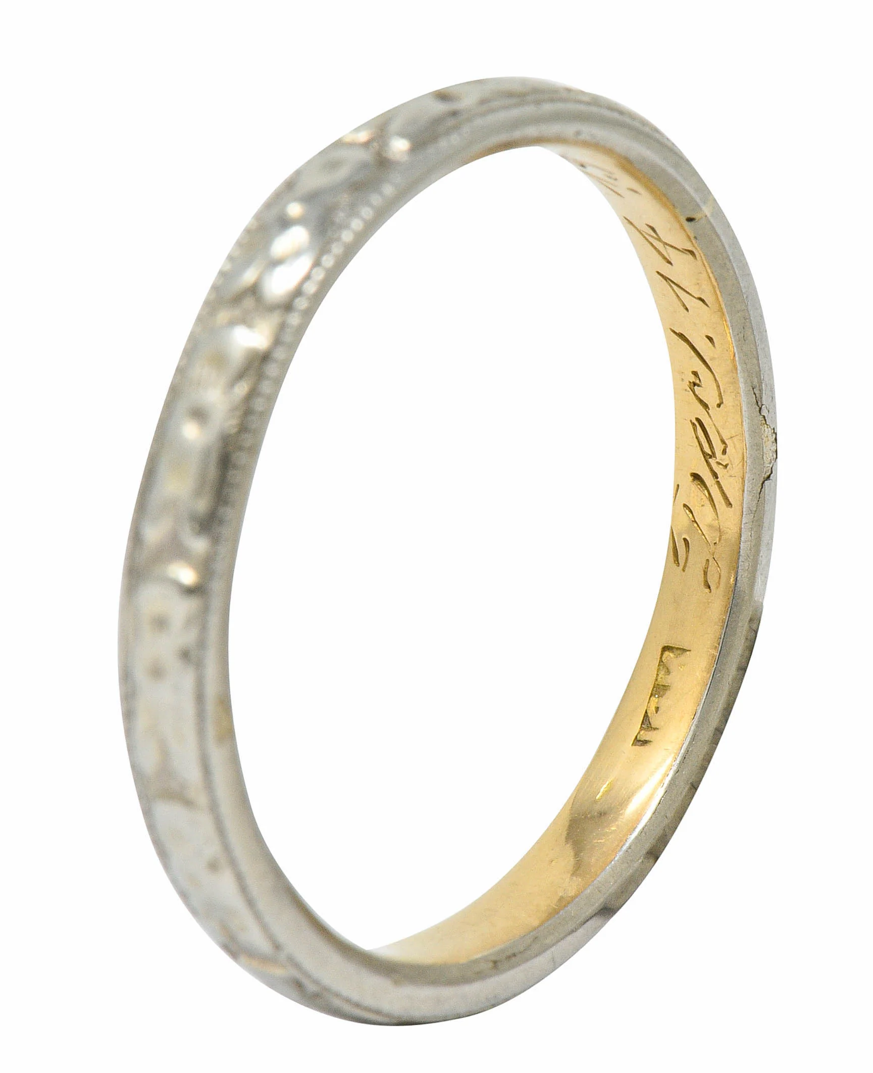 Art Deco 14 Karat Two-Tone Gold Orange Blossom Band Ring - Image 7