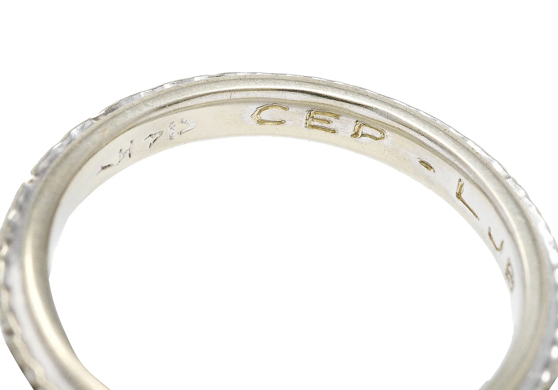 Art Deco 14 Karat White Gold Orange Blossom Vintage Wedding Band Ring - Image 6