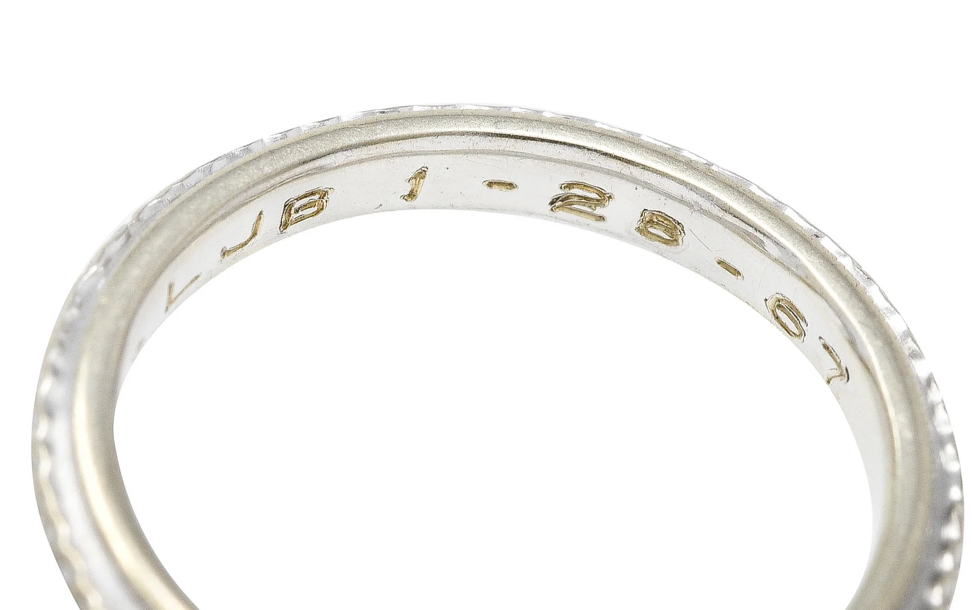 Art Deco 14 Karat White Gold Orange Blossom Vintage Wedding Band Ring - Image 7