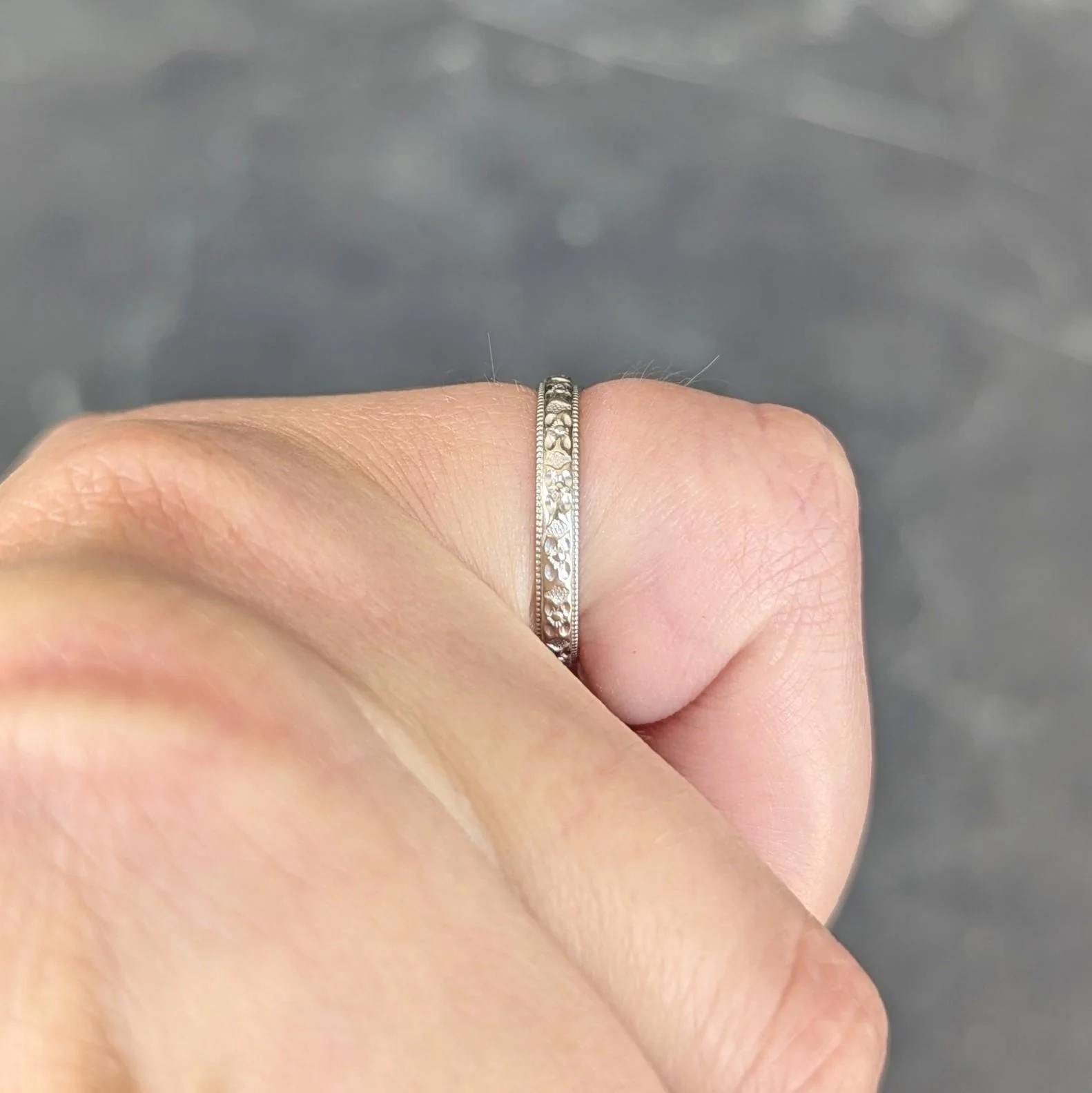 Art Deco 14 Karat White Gold Vintage Orange Blossom Wedding Band Ring - Image 7