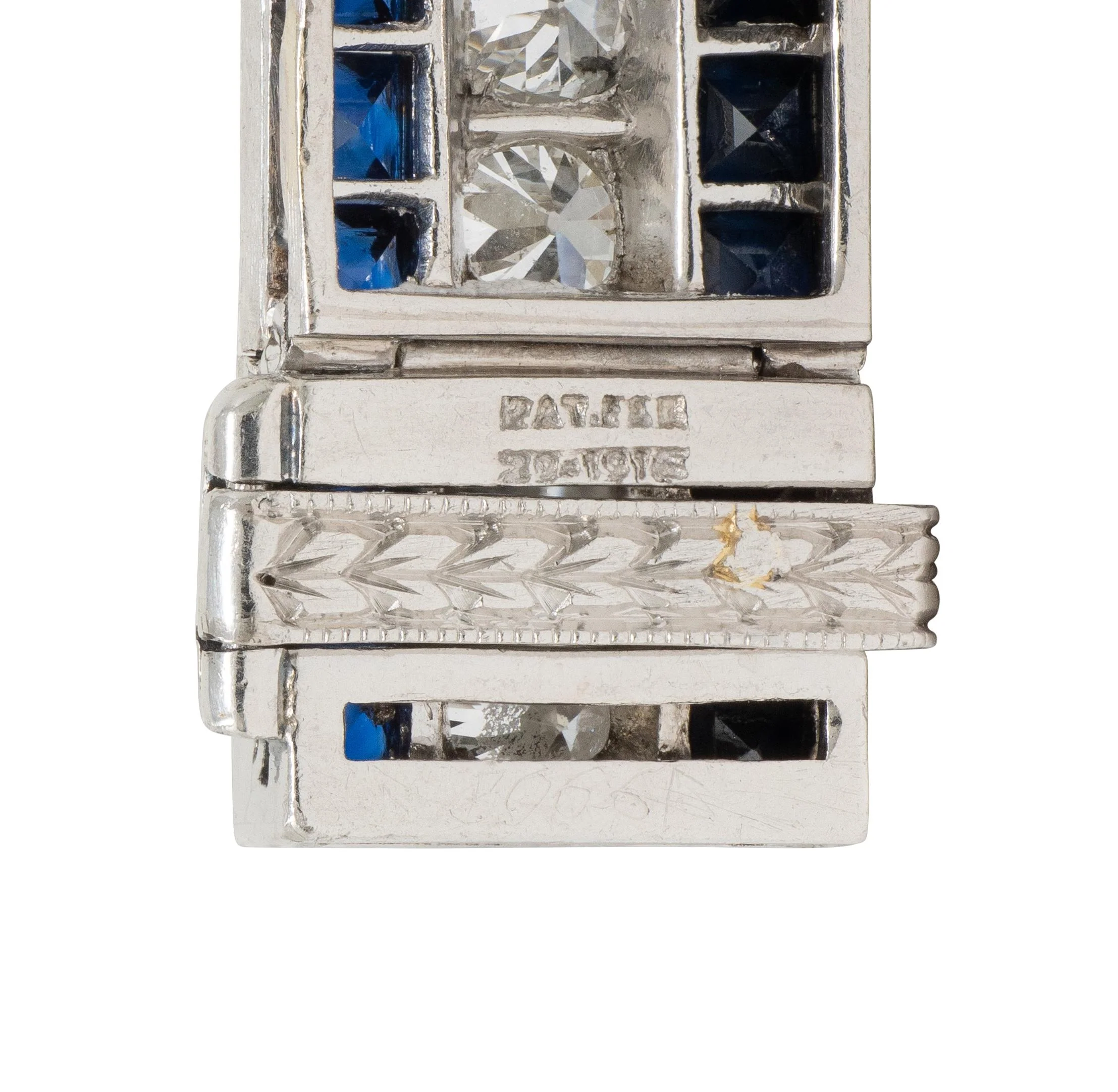 Art Deco 16.98 CTW Sapphire Diamond Platinum Vintage Buckle Line Bracelet - Image 8