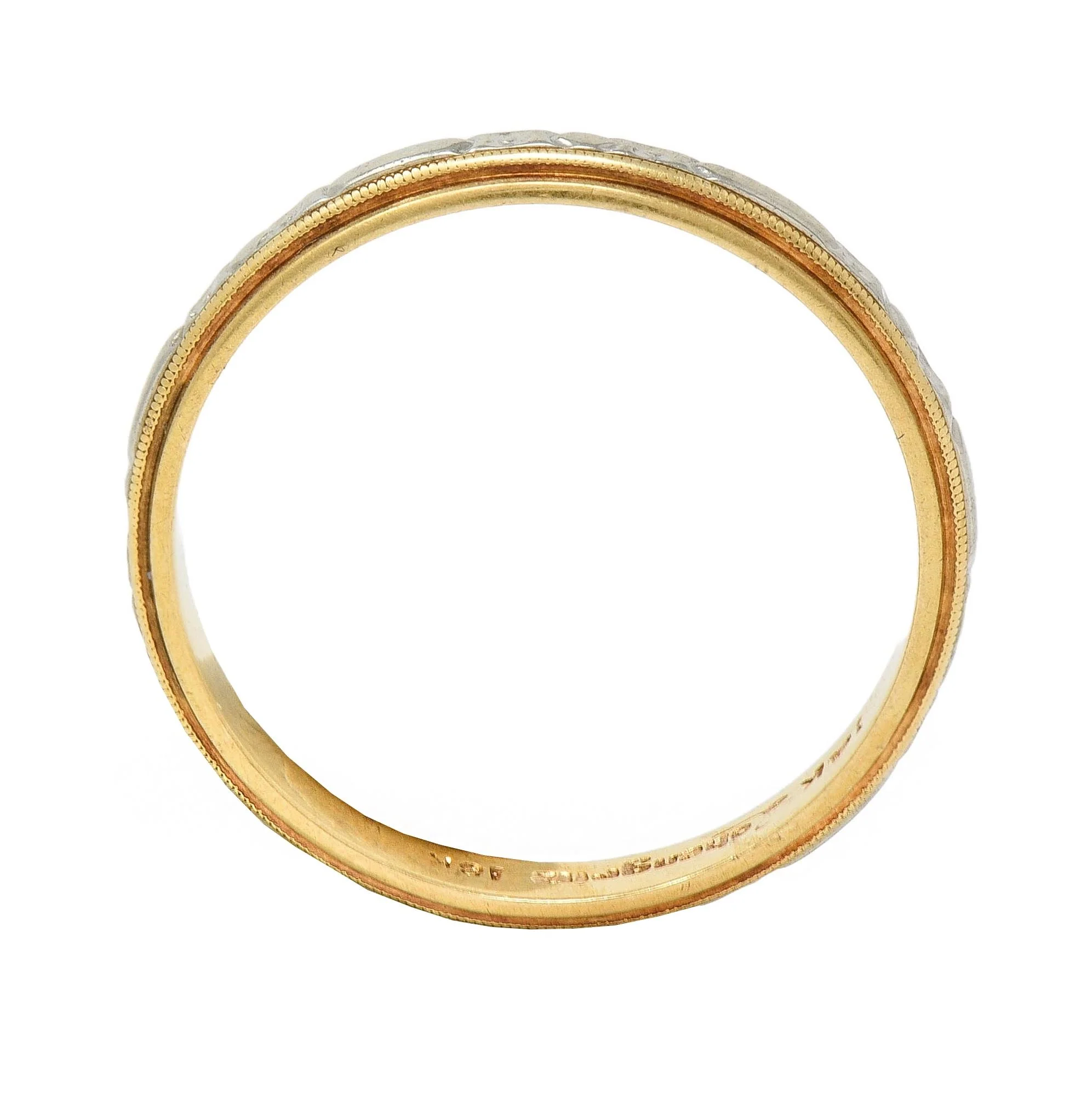 Art Deco 18 Karat Two-Tone Gold Vintage Orange Blossom Wedding Band Ring - Image 6