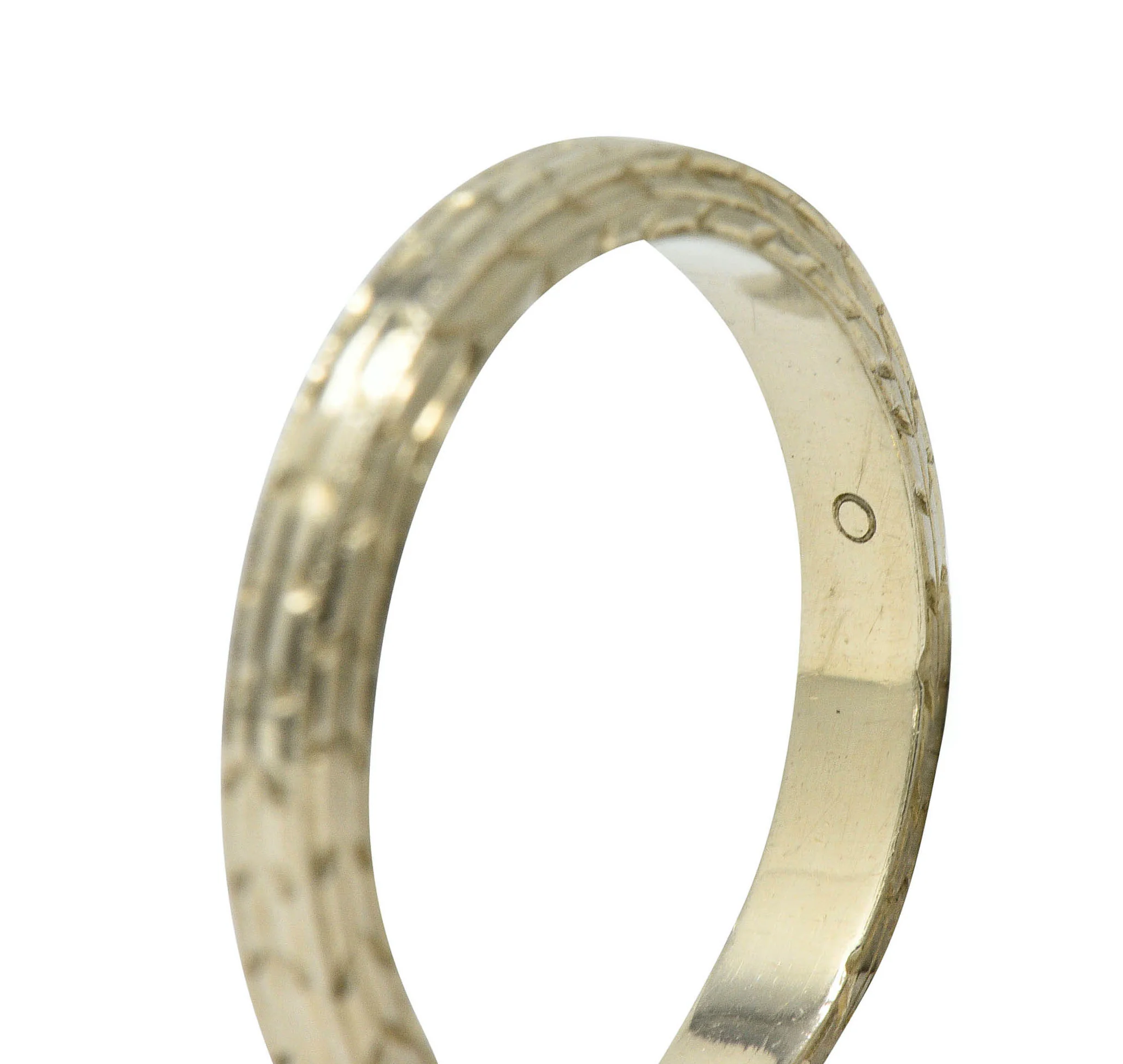 Art Deco 18 Karat White Gold Engraved Wheat Band Ring - Image 8