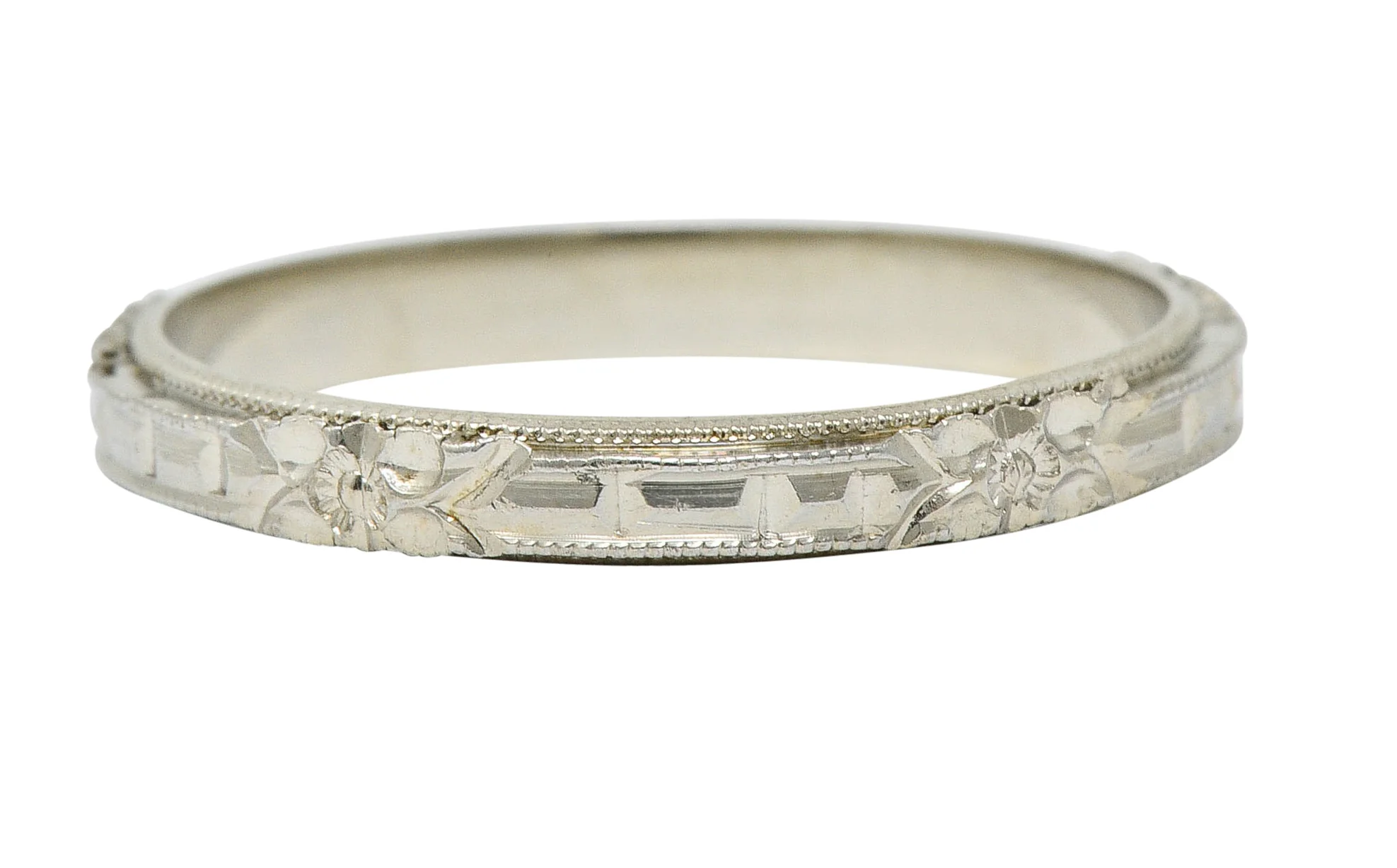 Art Deco 18 Karat White Gold Orange Blossom Band Ring