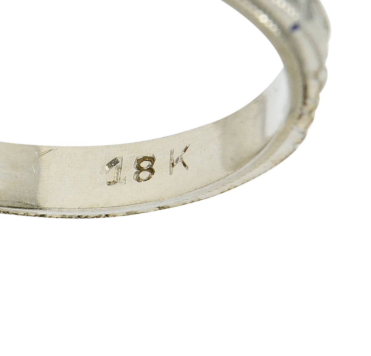 Art Deco 18 Karat White Gold Orange Blossom Band Ring - Image 3