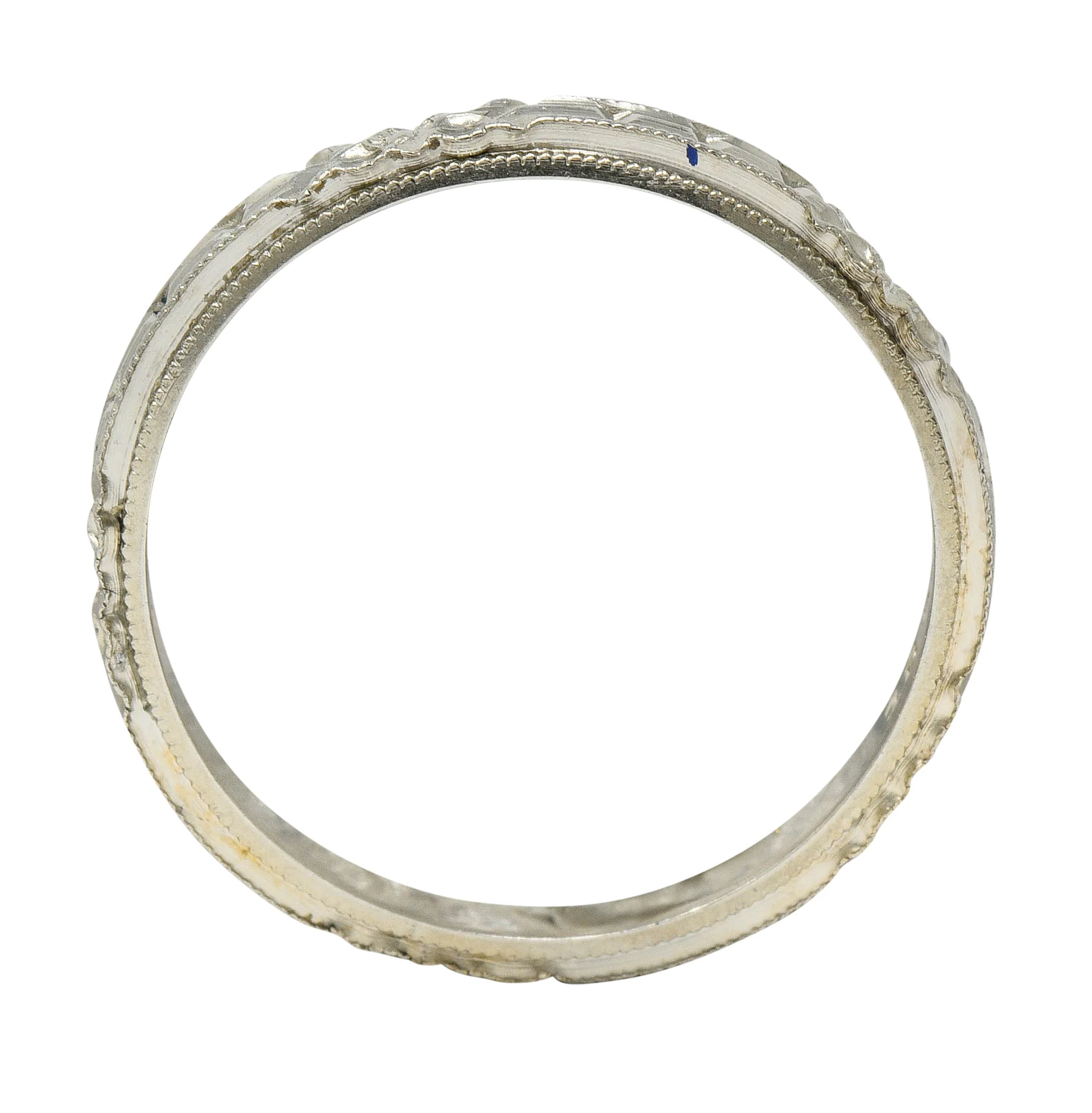 Art Deco 18 Karat White Gold Orange Blossom Band Ring - Image 6