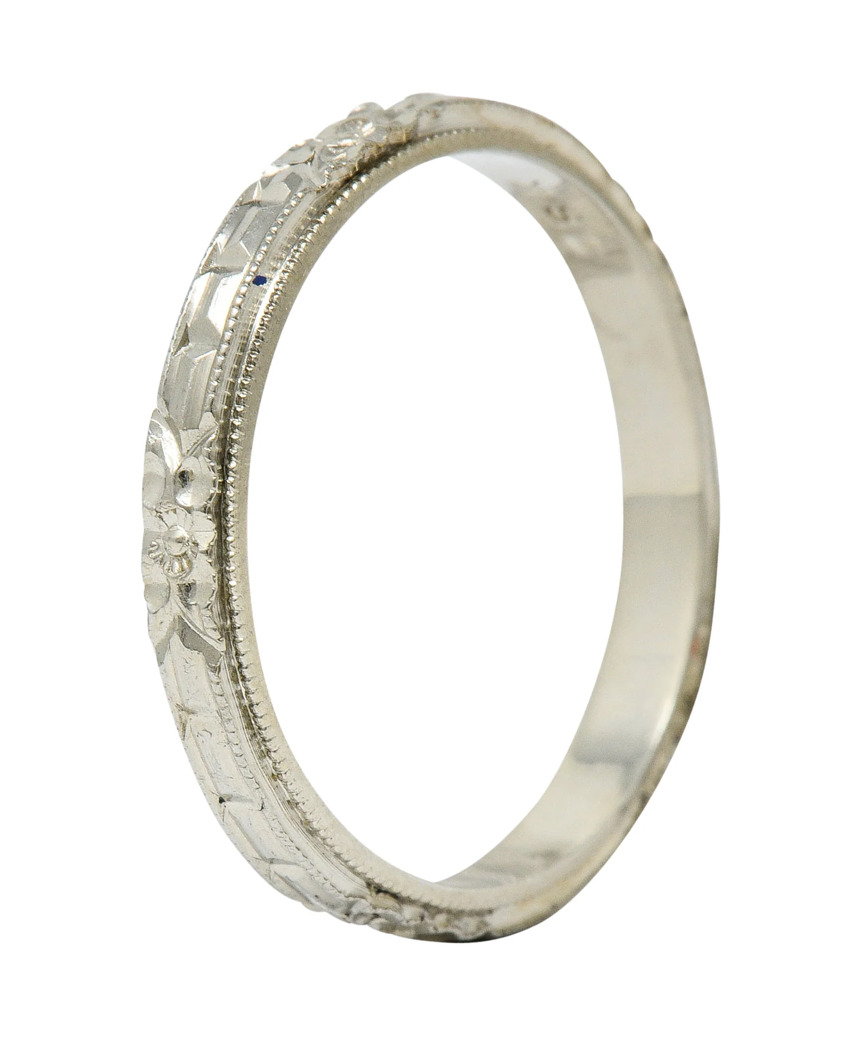Art Deco 18 Karat White Gold Orange Blossom Band Ring - Image 7