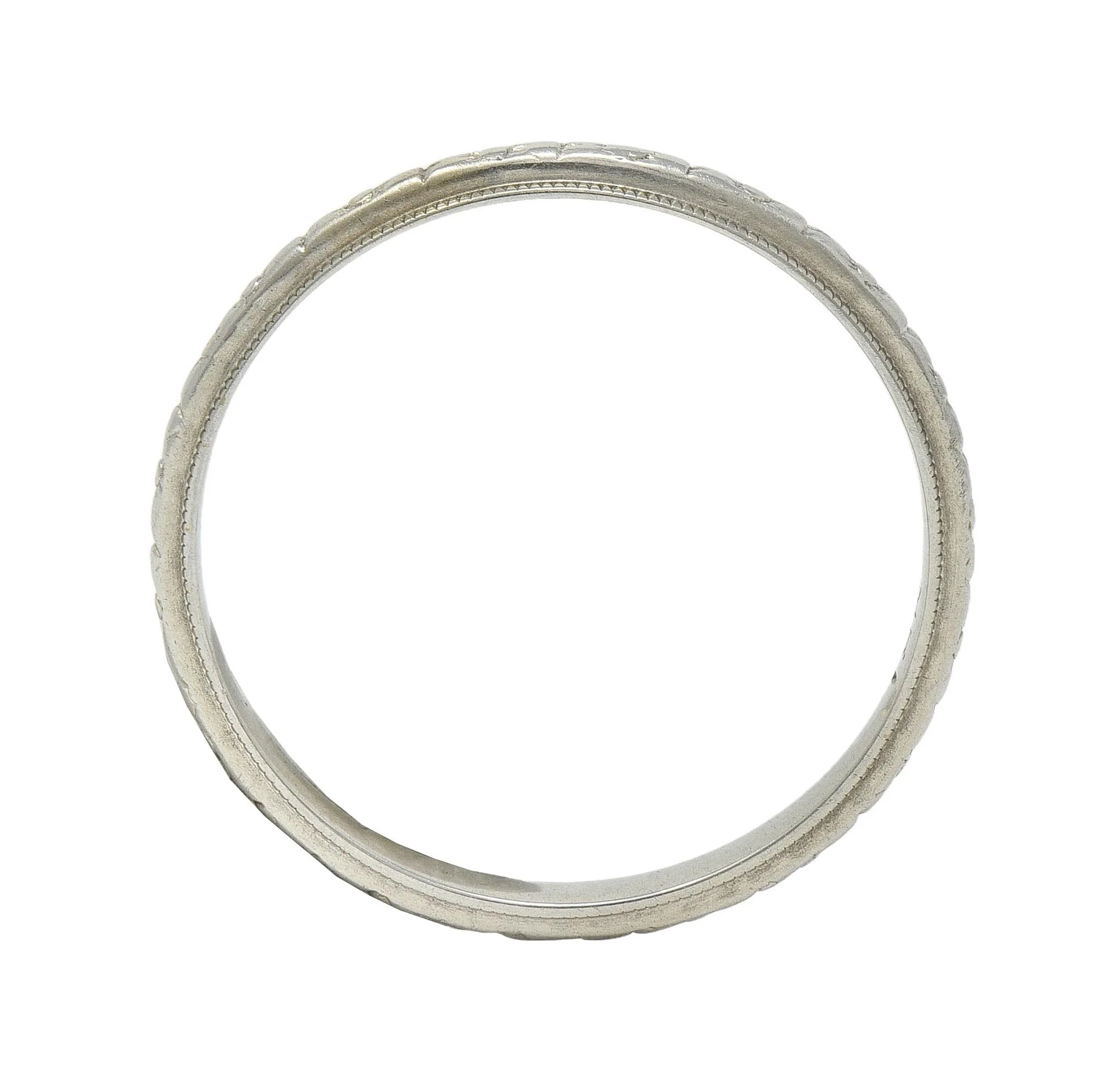Art Deco 18 Karat White Gold Orange Blossom Vintage Stacking Band Ring - Image 5