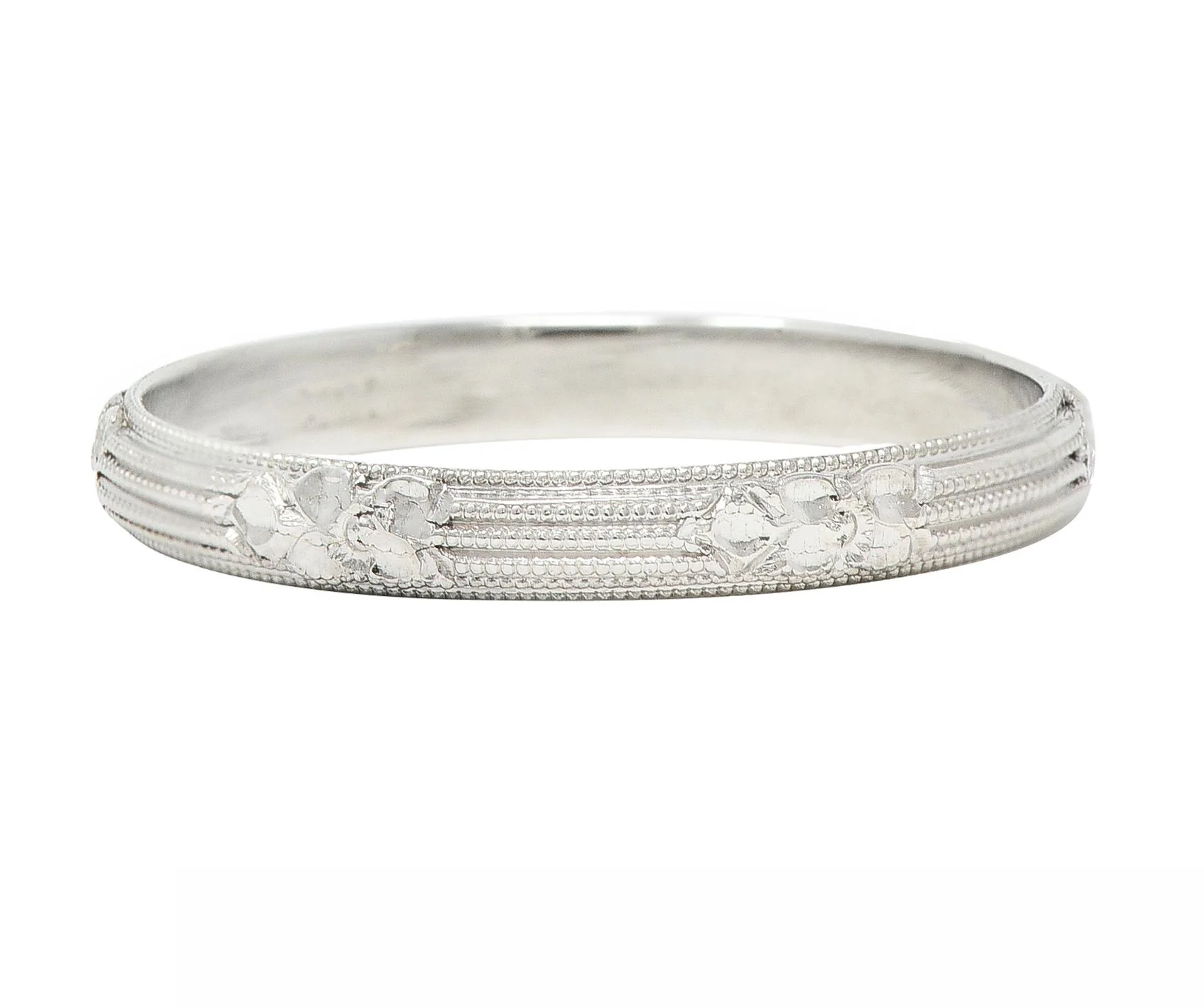 Art Deco 18 Karat White Gold Orange Blossom Vintage Wedding Band Ring