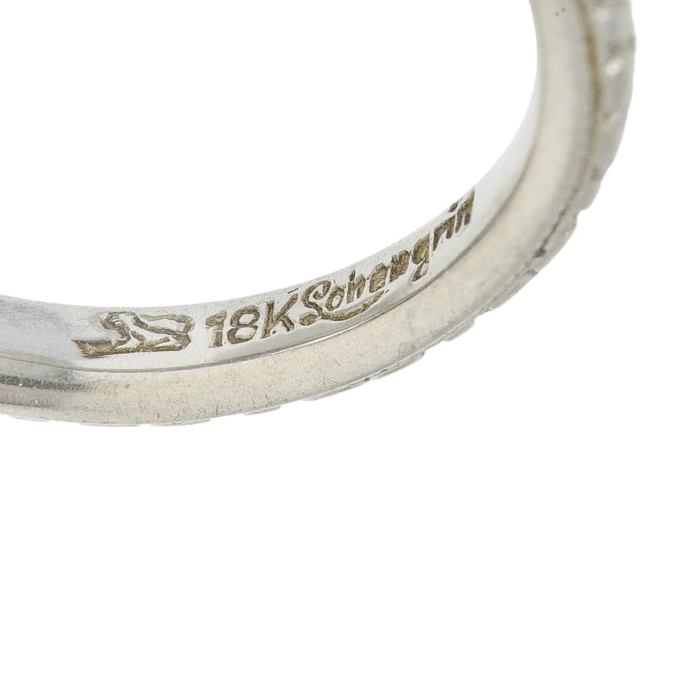 Art Deco 18 Karat White Gold Orange Blossom Vintage Wedding Band Ring - Image 7
