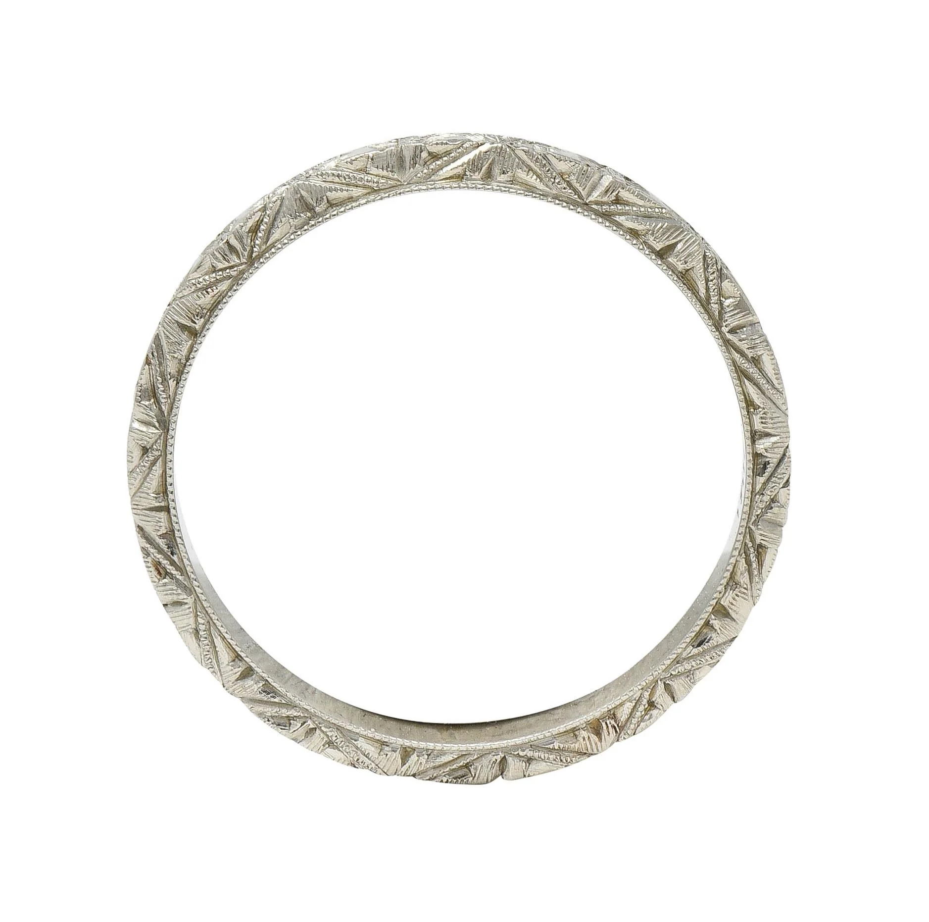 Art Deco 18 Karat White Gold Vintage Orange Blossom Wedding Band Ring - Image 4