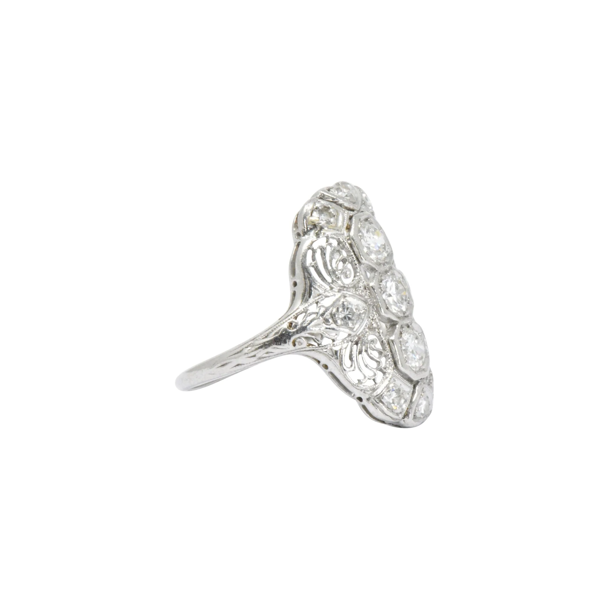 Art Deco 1920's .60 CTW Diamond & Platinum Dinner Ring - Image 5