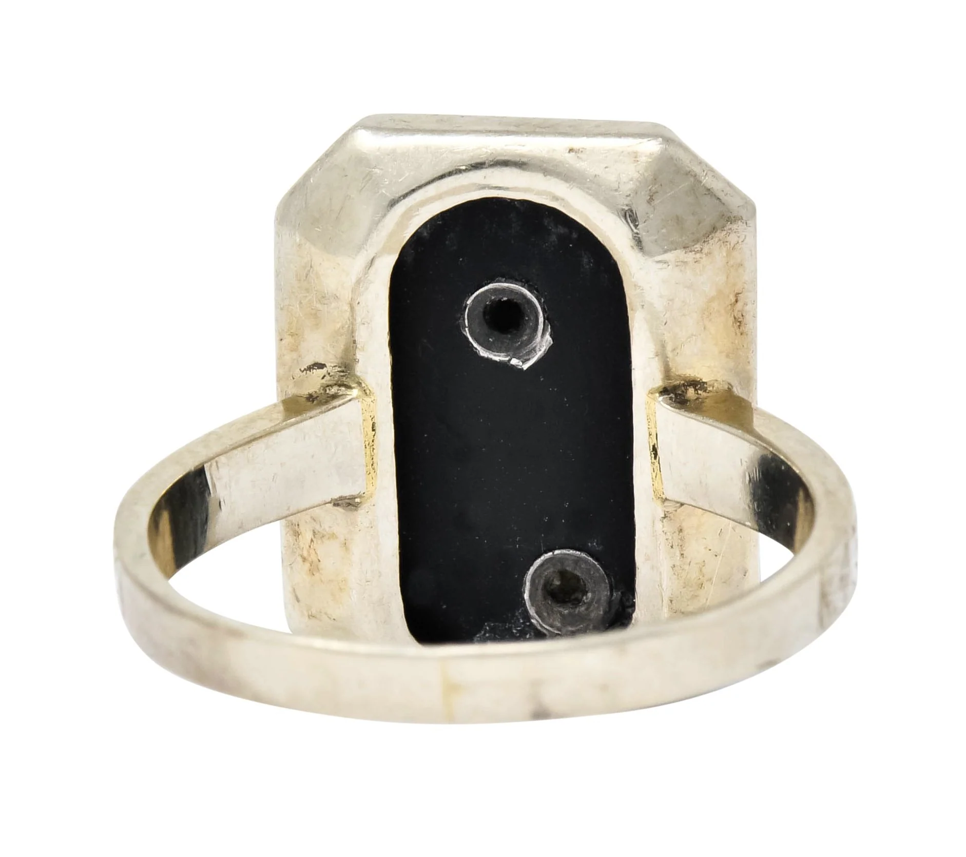 Art Deco 1923 Onyx Tablet 14 Karat White Gold Date Ring - Image 4