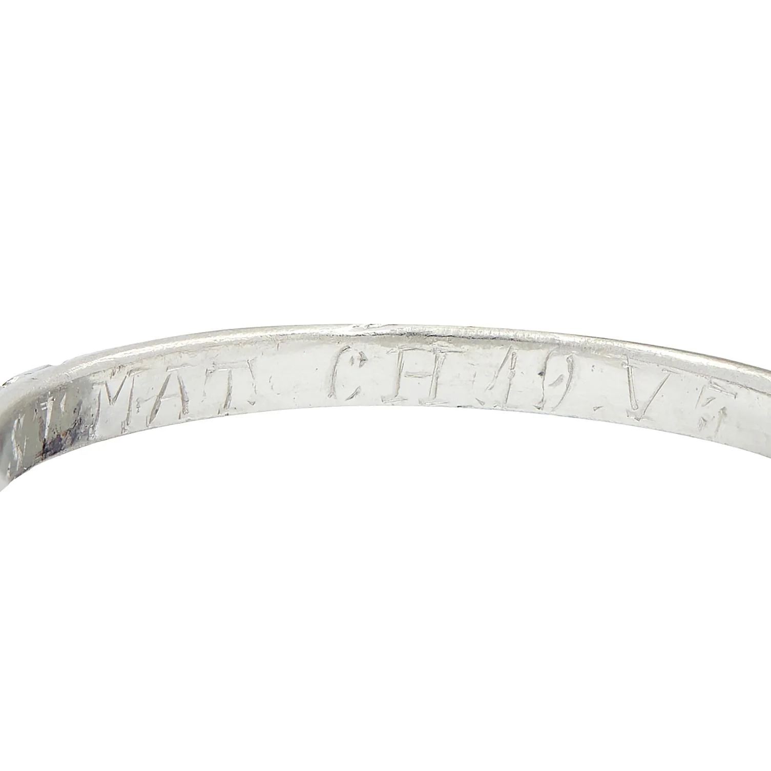 Art Deco 1925 Platinum Foliate Antique Wedding Band Ring - Image 8