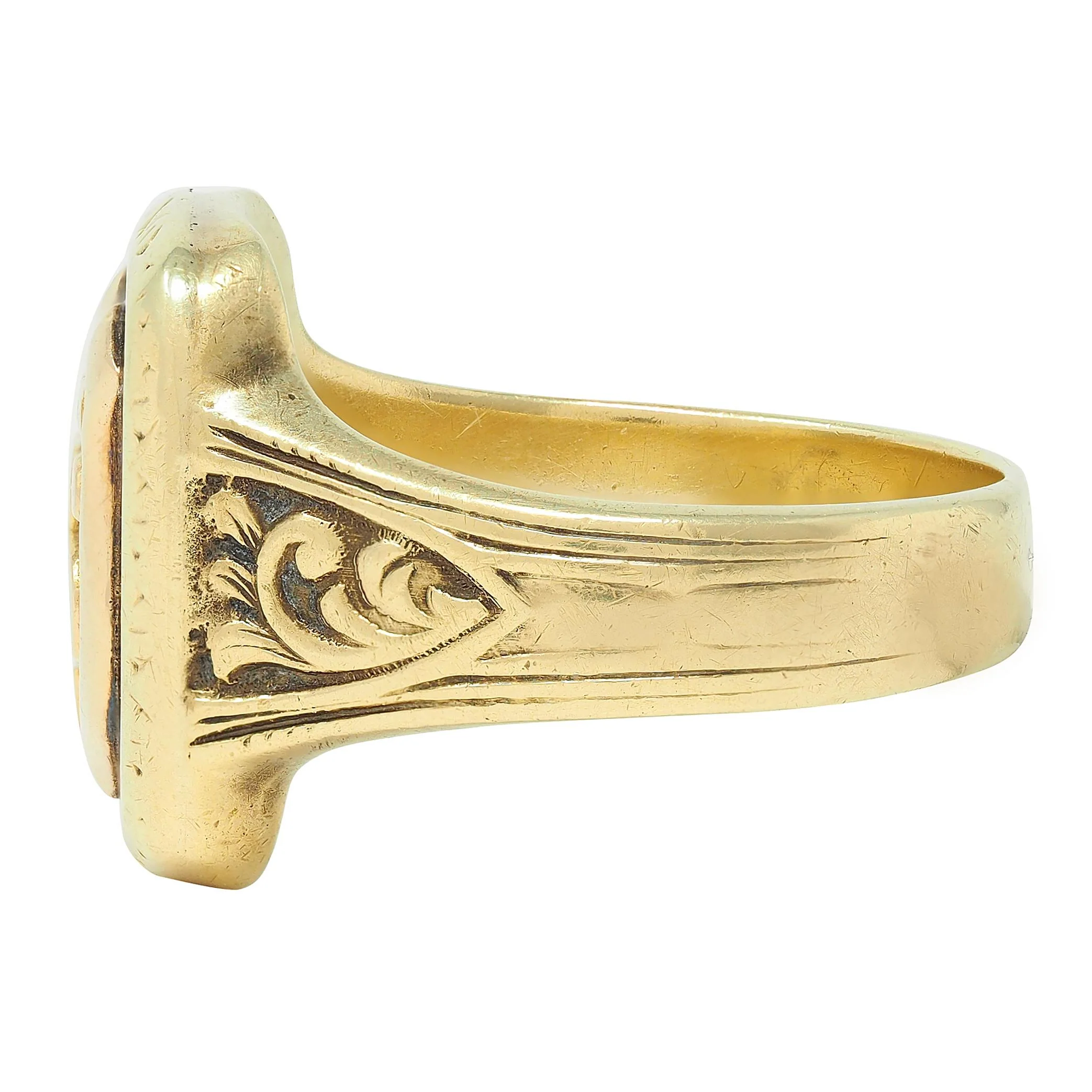 Art Deco 1927 14 Karat Yellow Gold Vintage New York Police Unisex Signet Vintage Ring - Image 4