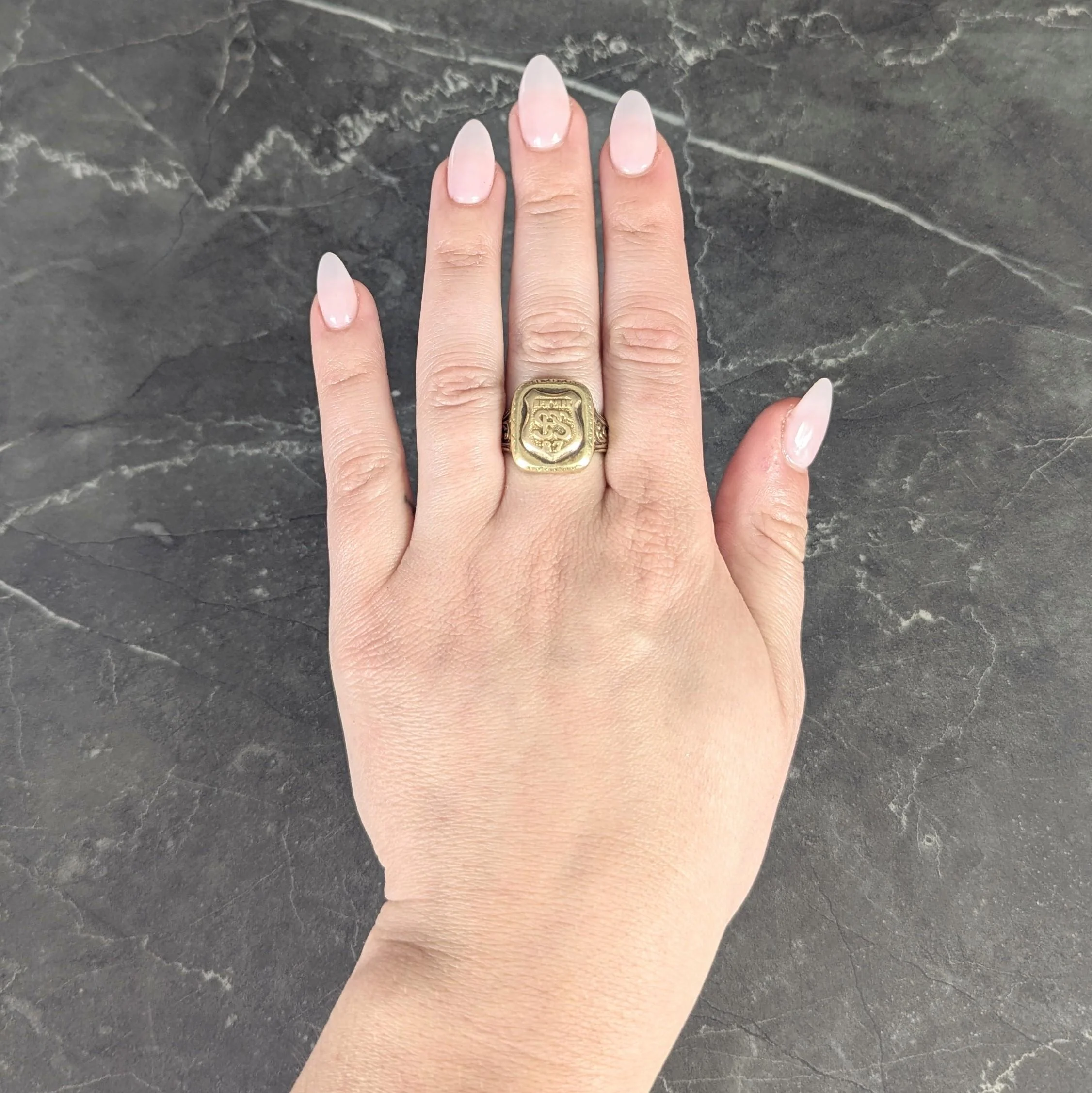 Art Deco 1927 14 Karat Yellow Gold Vintage New York Police Unisex Signet Vintage Ring - Image 6