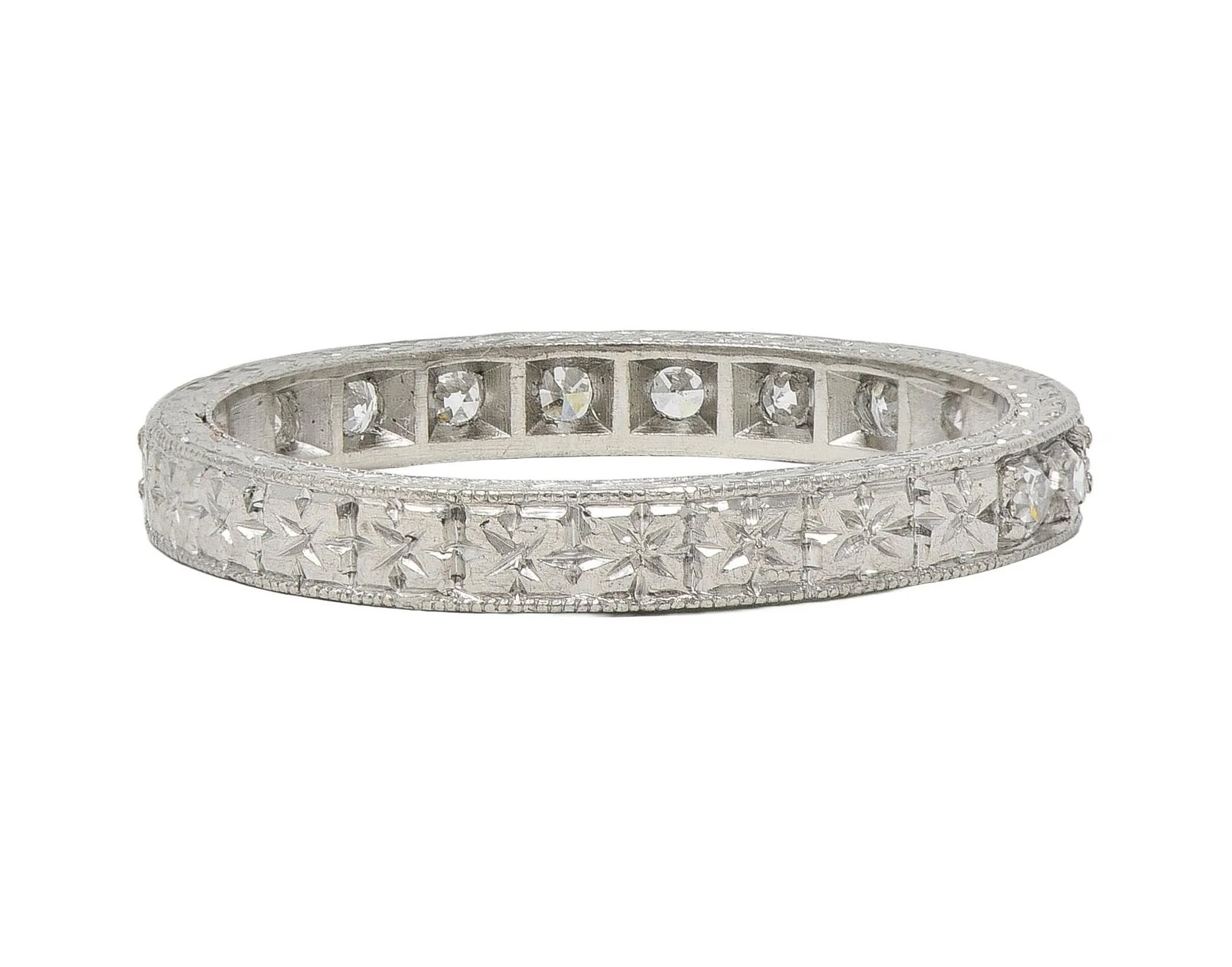 Art Deco 1932 Diamond Platinum Vintage Orange Blossom Wedding Band Ring - Image 4