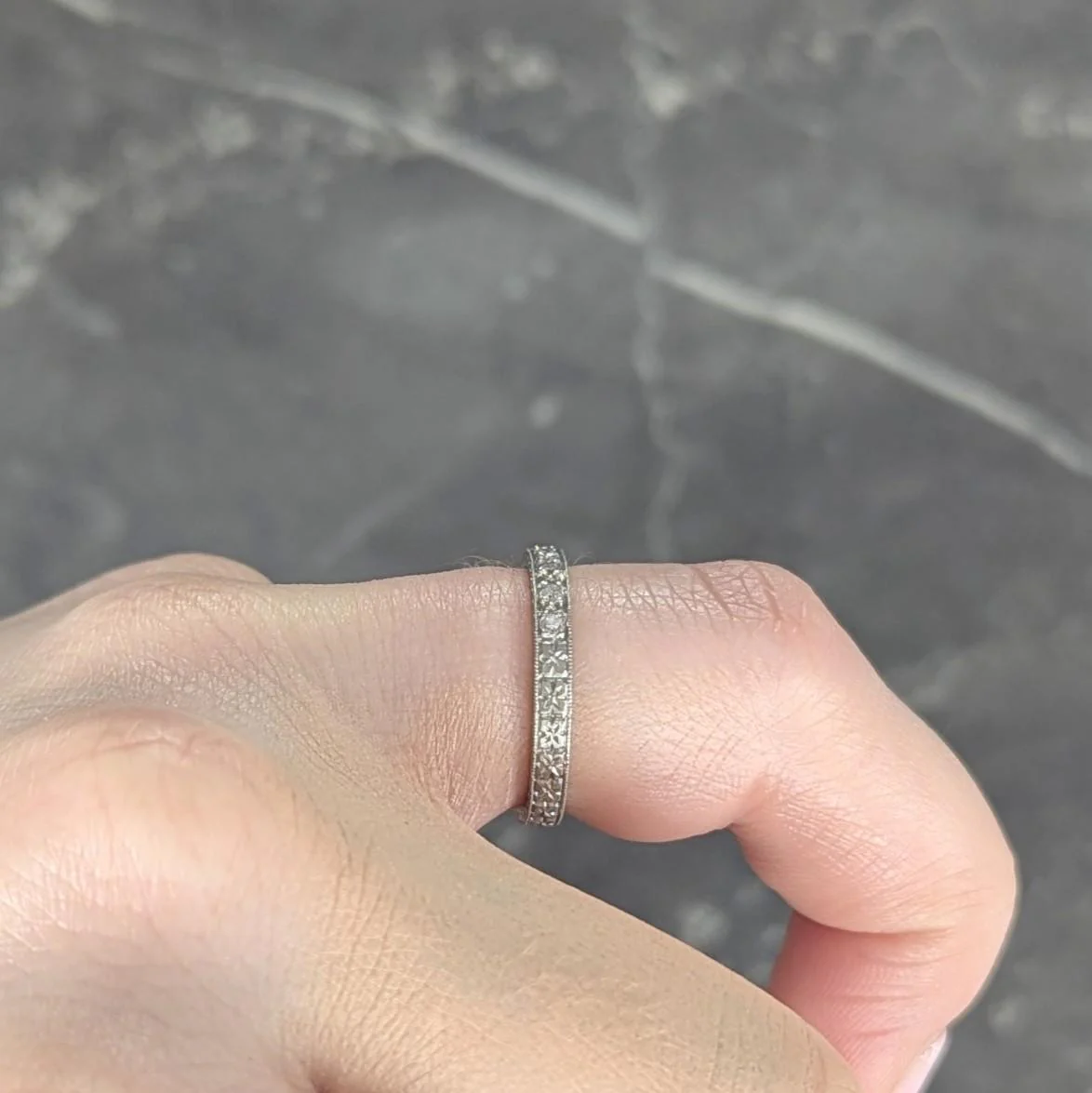 Art Deco 1932 Diamond Platinum Vintage Orange Blossom Wedding Band Ring - Image 9