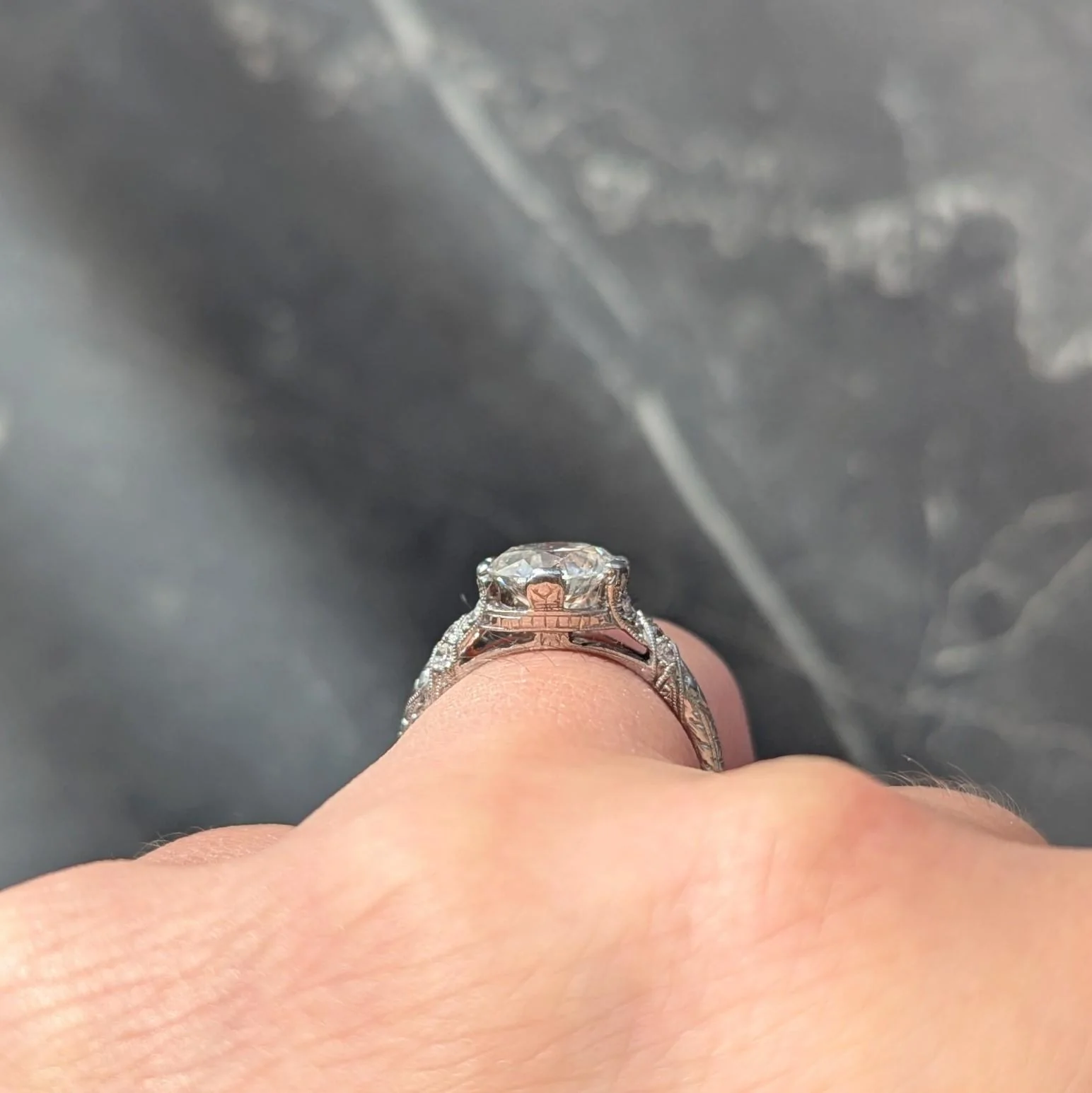 Art Deco 1936 1.90 Old European Cut Diamond Platinum Vintage Orange Blossom Engagement Ring - Image 12