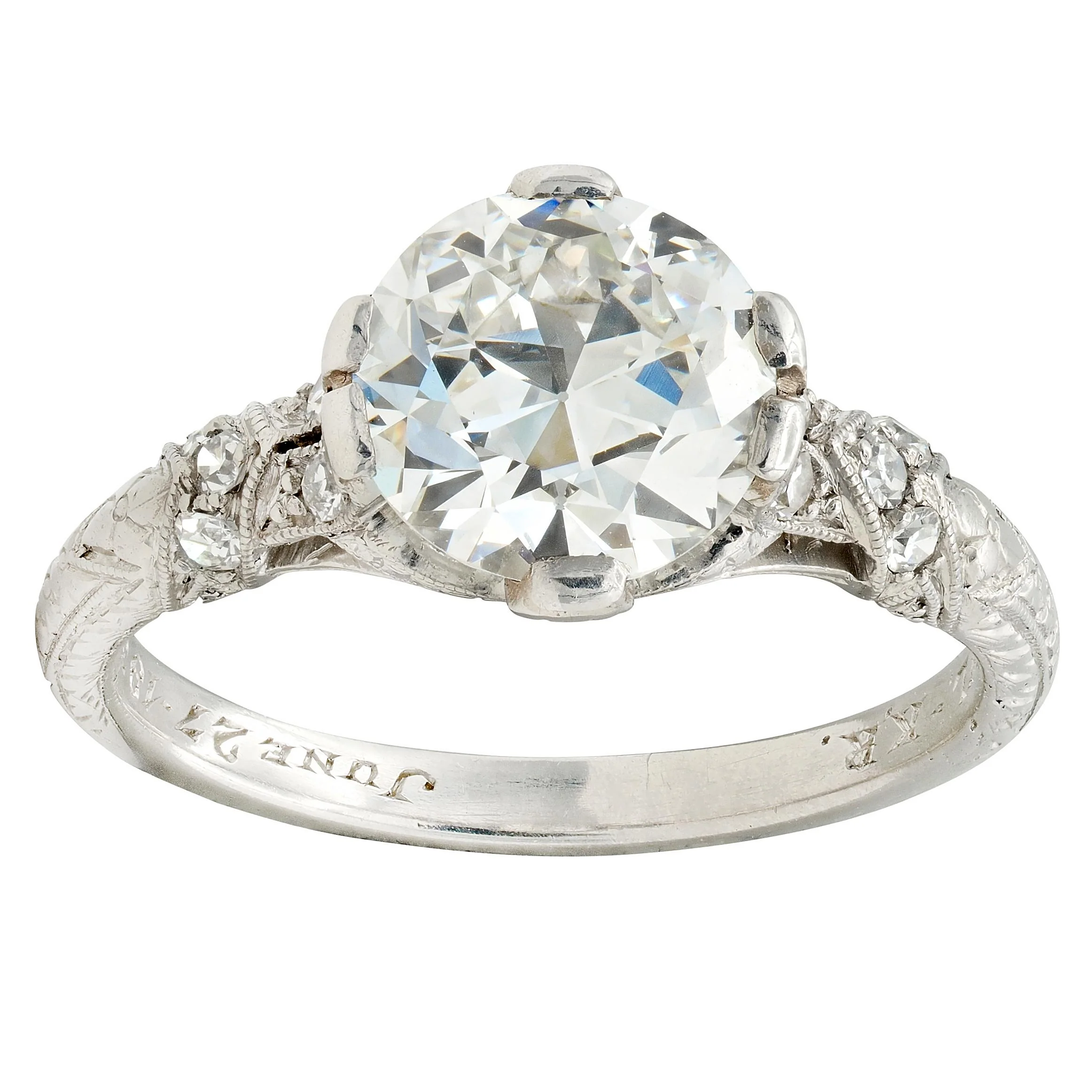 Art Deco 1936 1.90 Old European Cut Diamond Platinum Vintage Orange Blossom Engagement Ring - Image 7