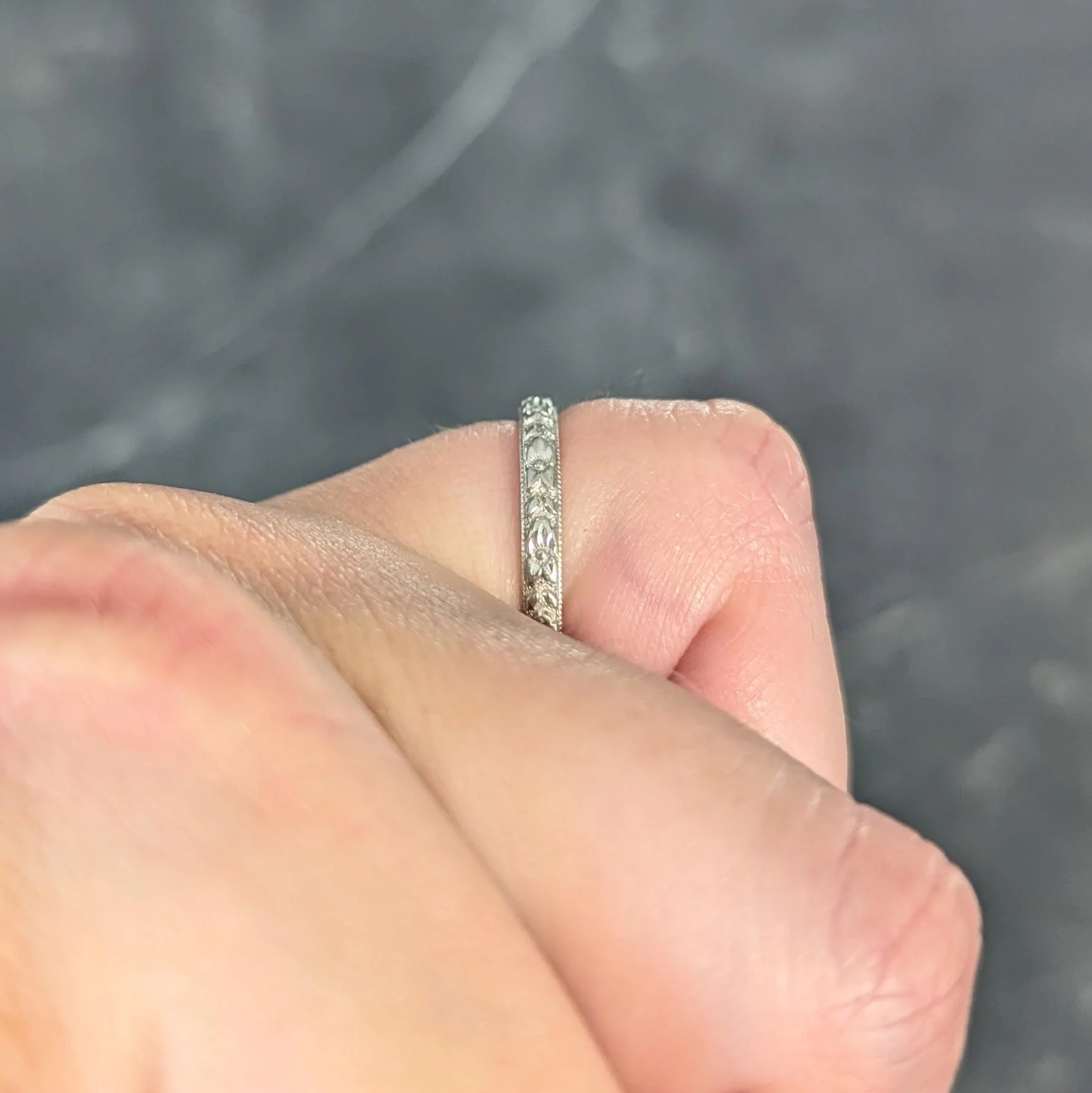 Art Deco 1939 18 Karat White Gold Vintage Orange Blossom Wedding Band Ring - Image 11