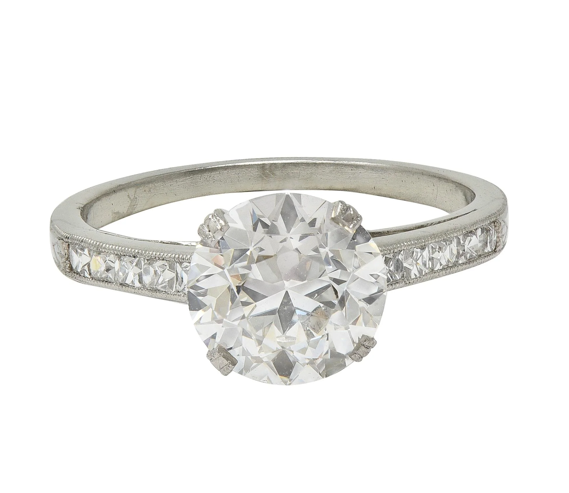 Art Deco 2.05 CTW Old European Cut Diamond Platinum Vintage Engagement Ring