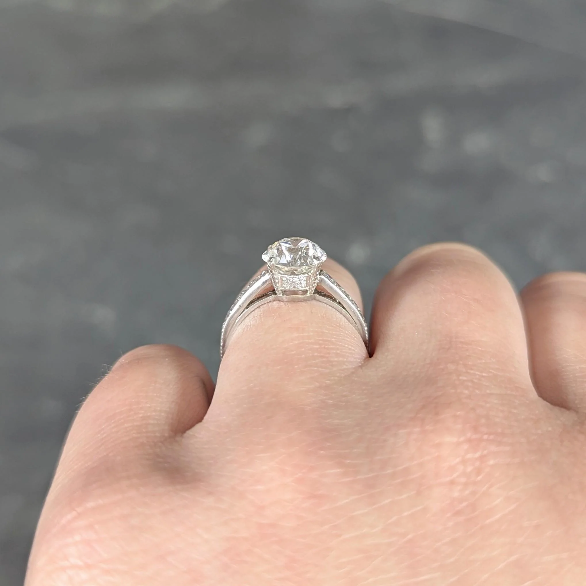Art Deco 2.05 CTW Old European Cut Diamond Platinum Vintage Engagement Ring - Image 11