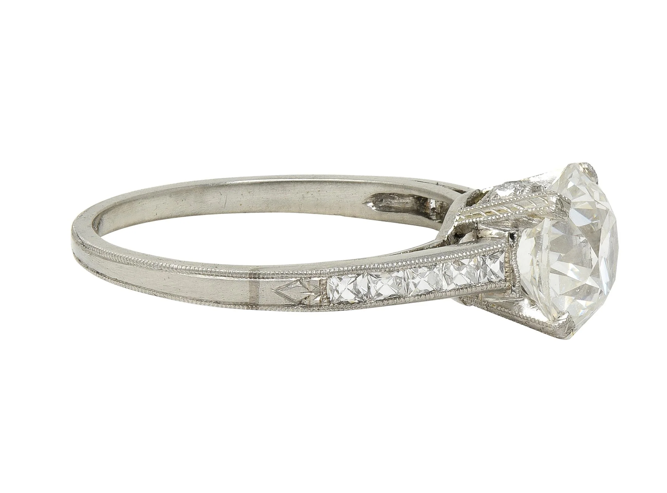 Art Deco 2.05 CTW Old European Cut Diamond Platinum Vintage Engagement Ring - Image 4