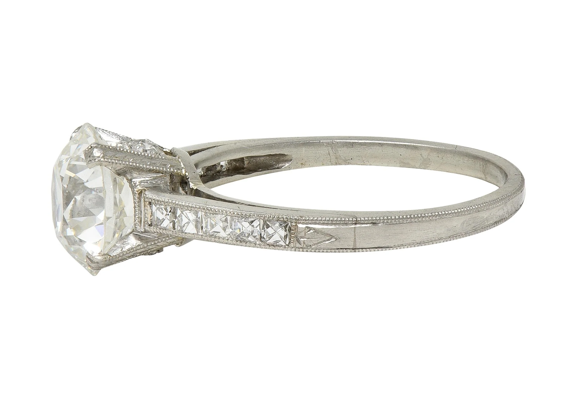 Art Deco 2.05 CTW Old European Cut Diamond Platinum Vintage Engagement Ring - Image 6