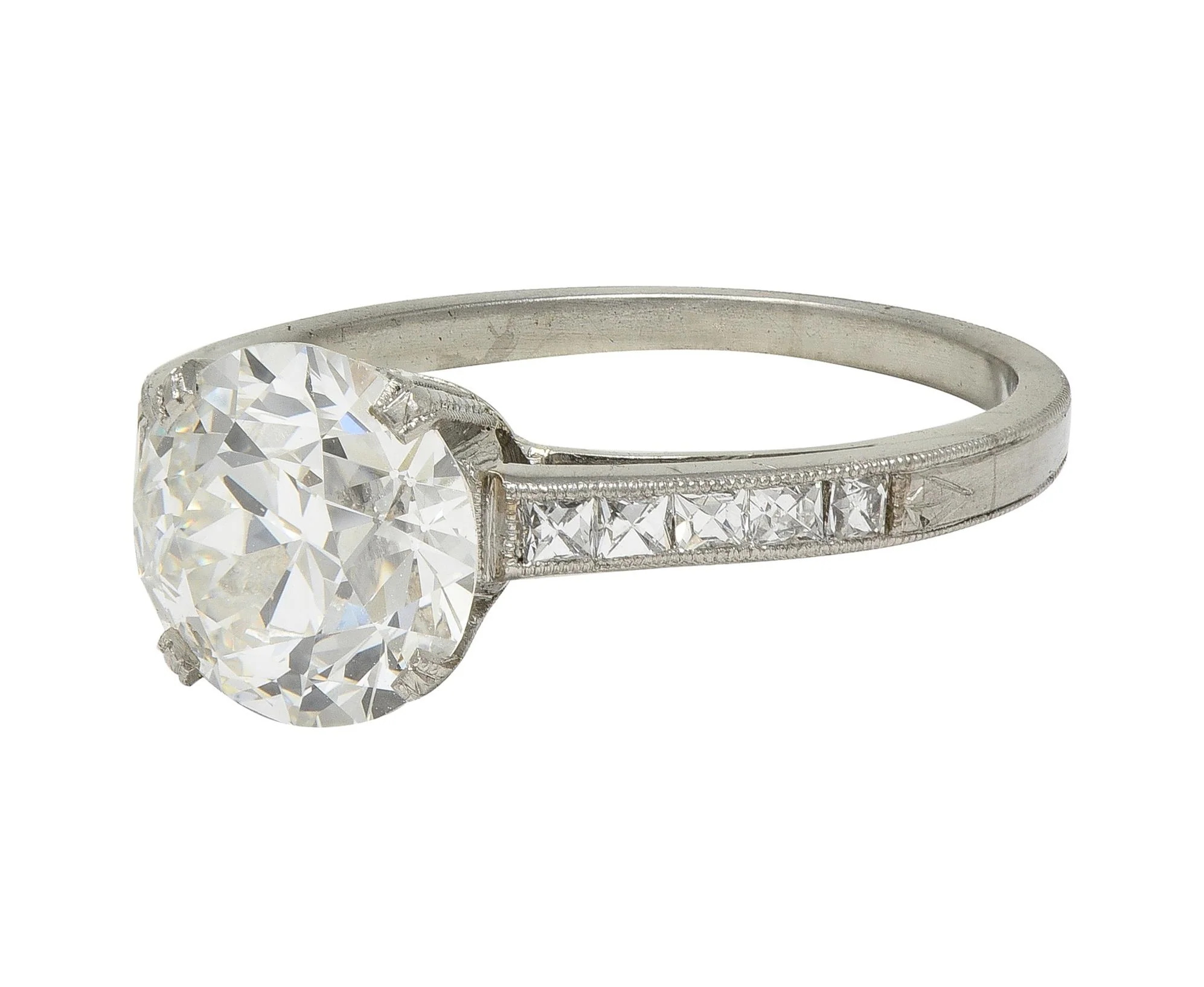 Art Deco 2.05 CTW Old European Cut Diamond Platinum Vintage Engagement Ring - Image 7