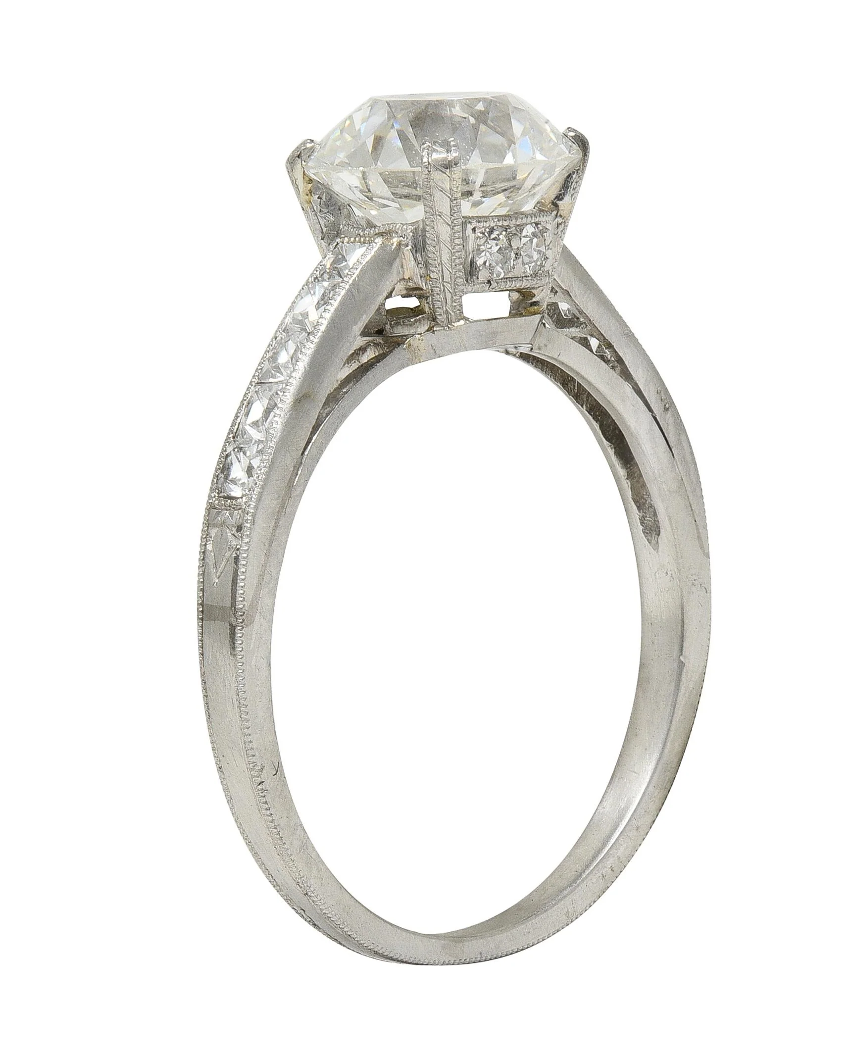 Art Deco 2.05 CTW Old European Cut Diamond Platinum Vintage Engagement Ring - Image 8