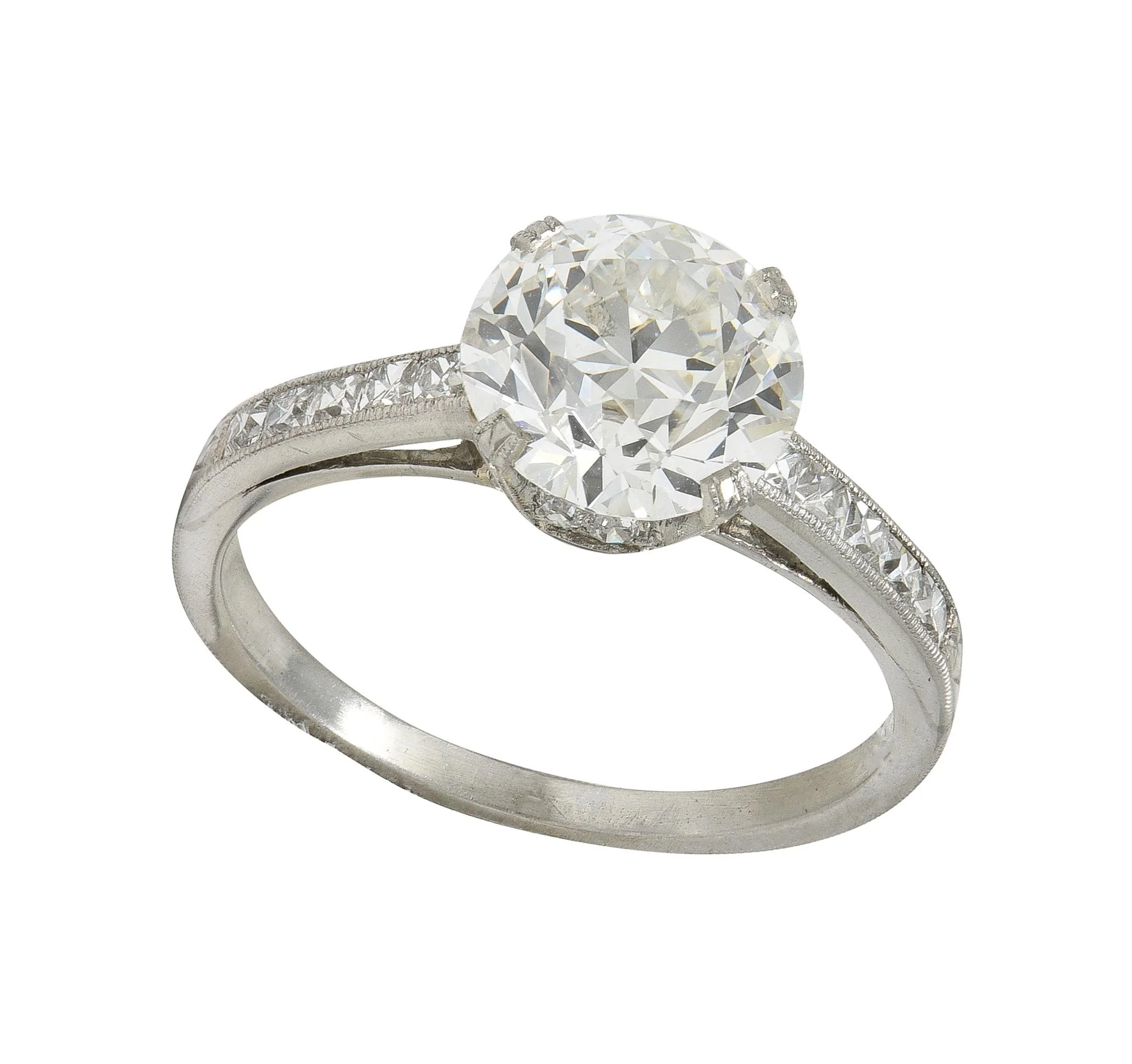 Art Deco 2.05 CTW Old European Cut Diamond Platinum Vintage Engagement Ring - Image 9