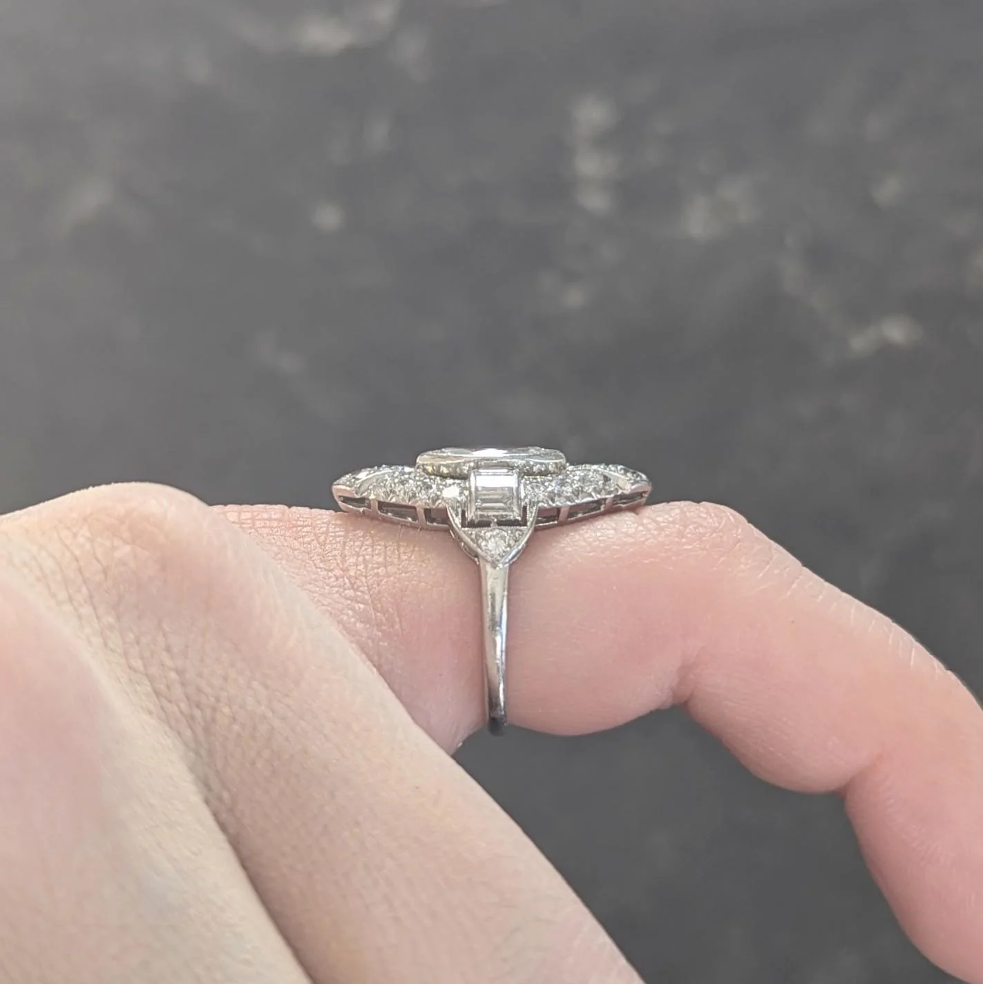 Art Deco 2.08 CTW Marquise Cut Diamond Platinum Navette Buckle Vintage Dinner Ring - Image 13