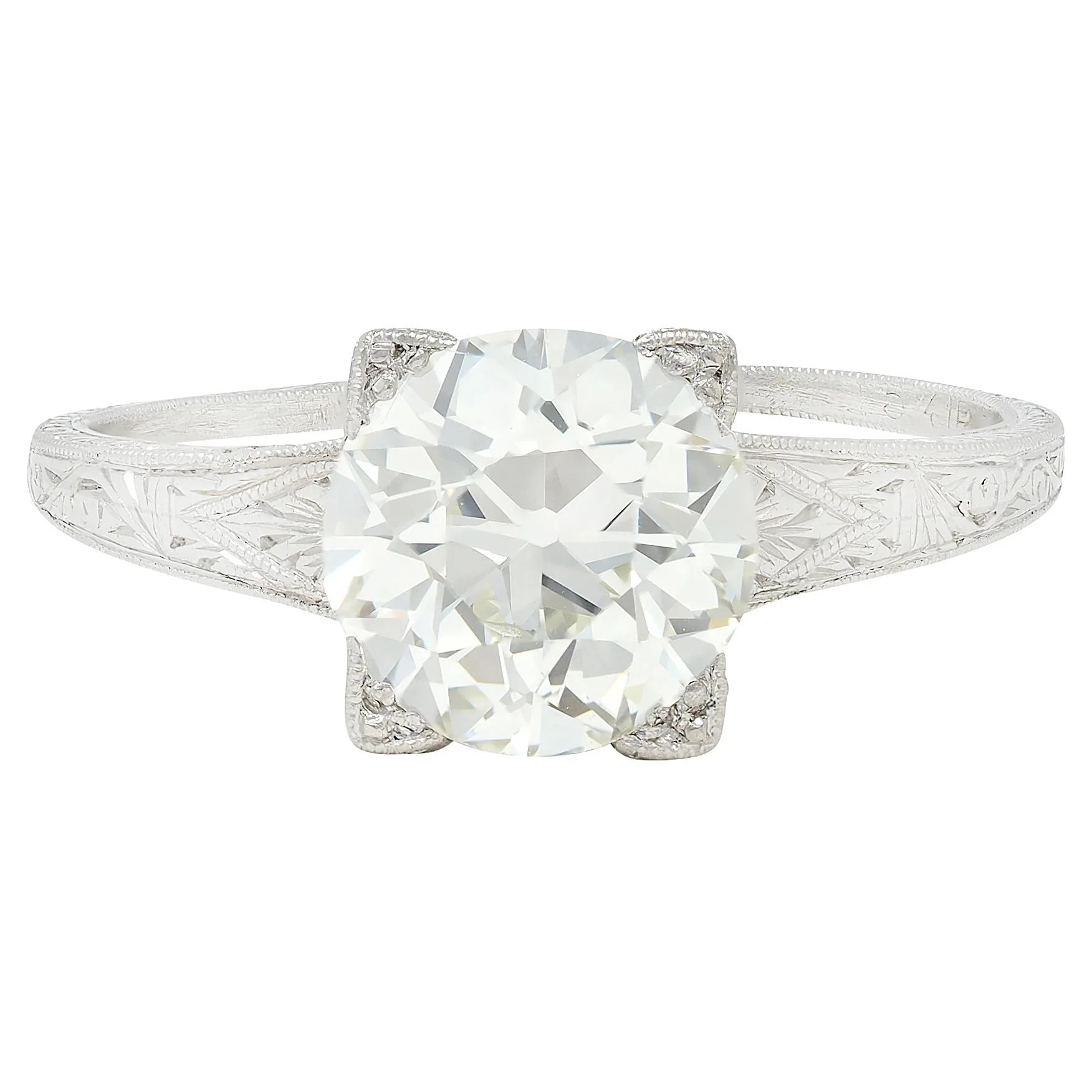 Art Deco 2.08 CTW Old European Cut Diamond Platinum Vintage Ornate Solitaire Engagement Ring - Image 5