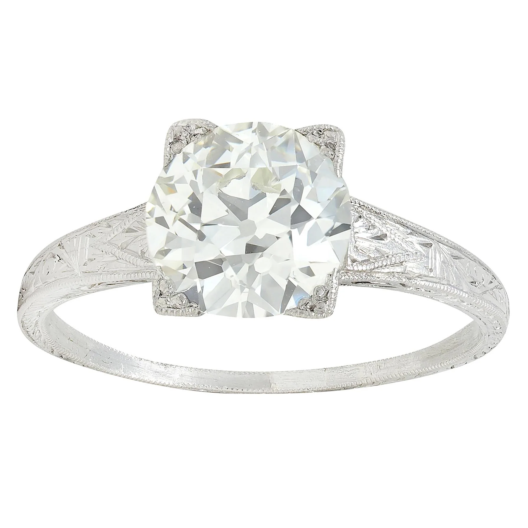 Art Deco 2.08 CTW Old European Cut Diamond Platinum Vintage Ornate Solitaire Engagement Ring - Image 8