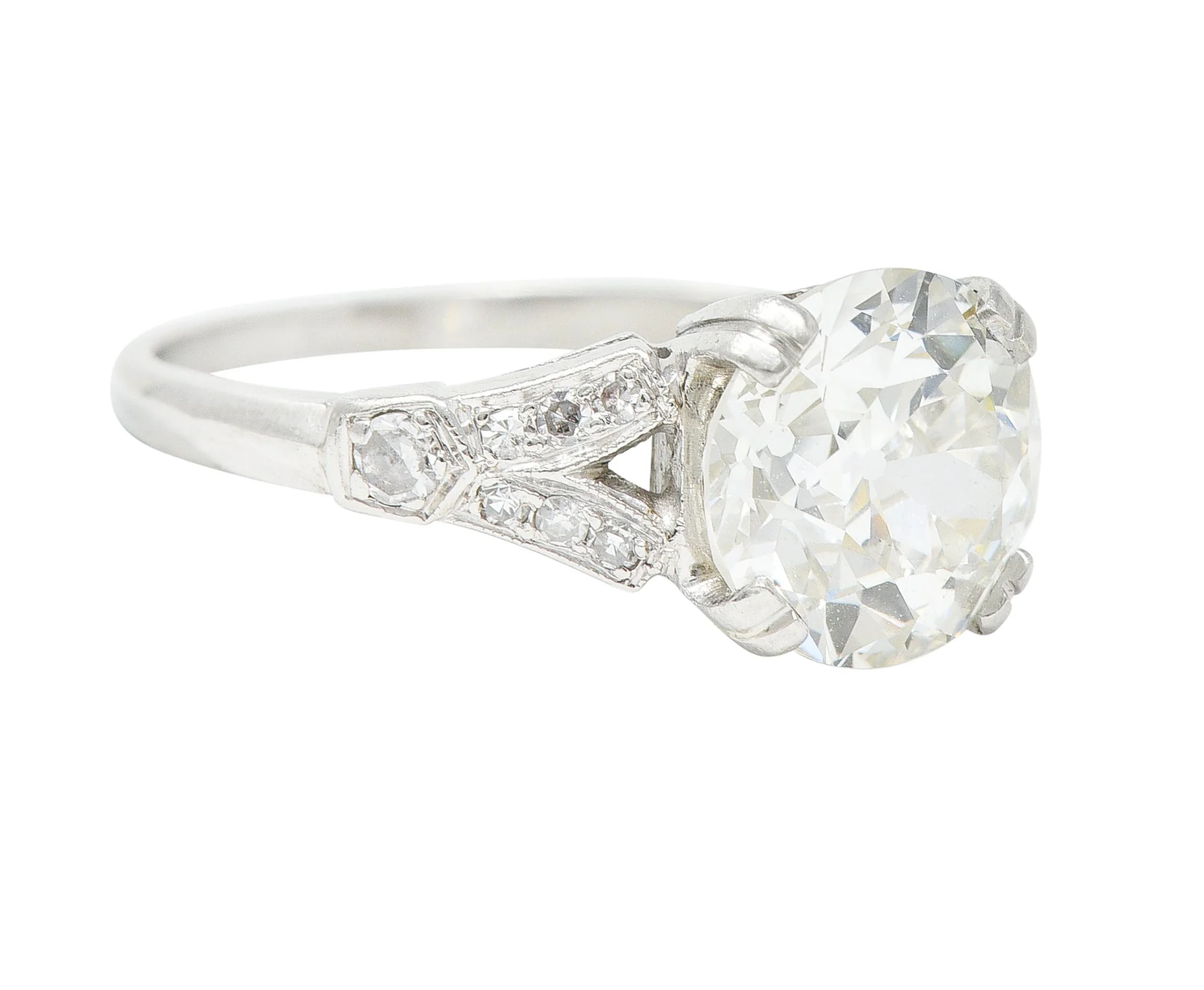 Art Deco 2.20 CTW Old European Cut Diamond Platinum Engagement Ring GIA - Image 2