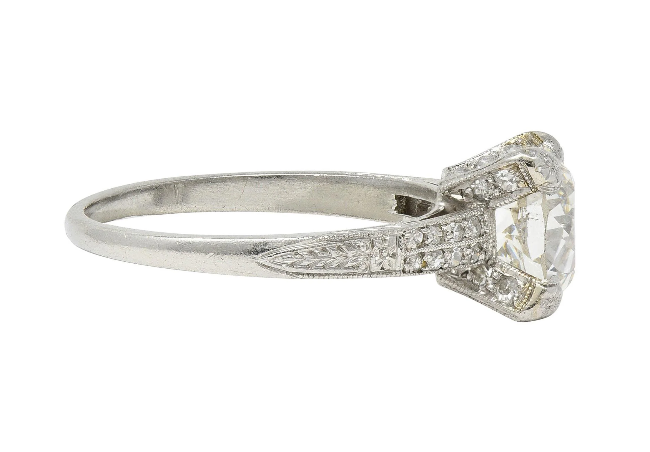 Art Deco 2.23 CTW Old European Diamond Platinum Orange Blossom Engagement Ring - Image 4