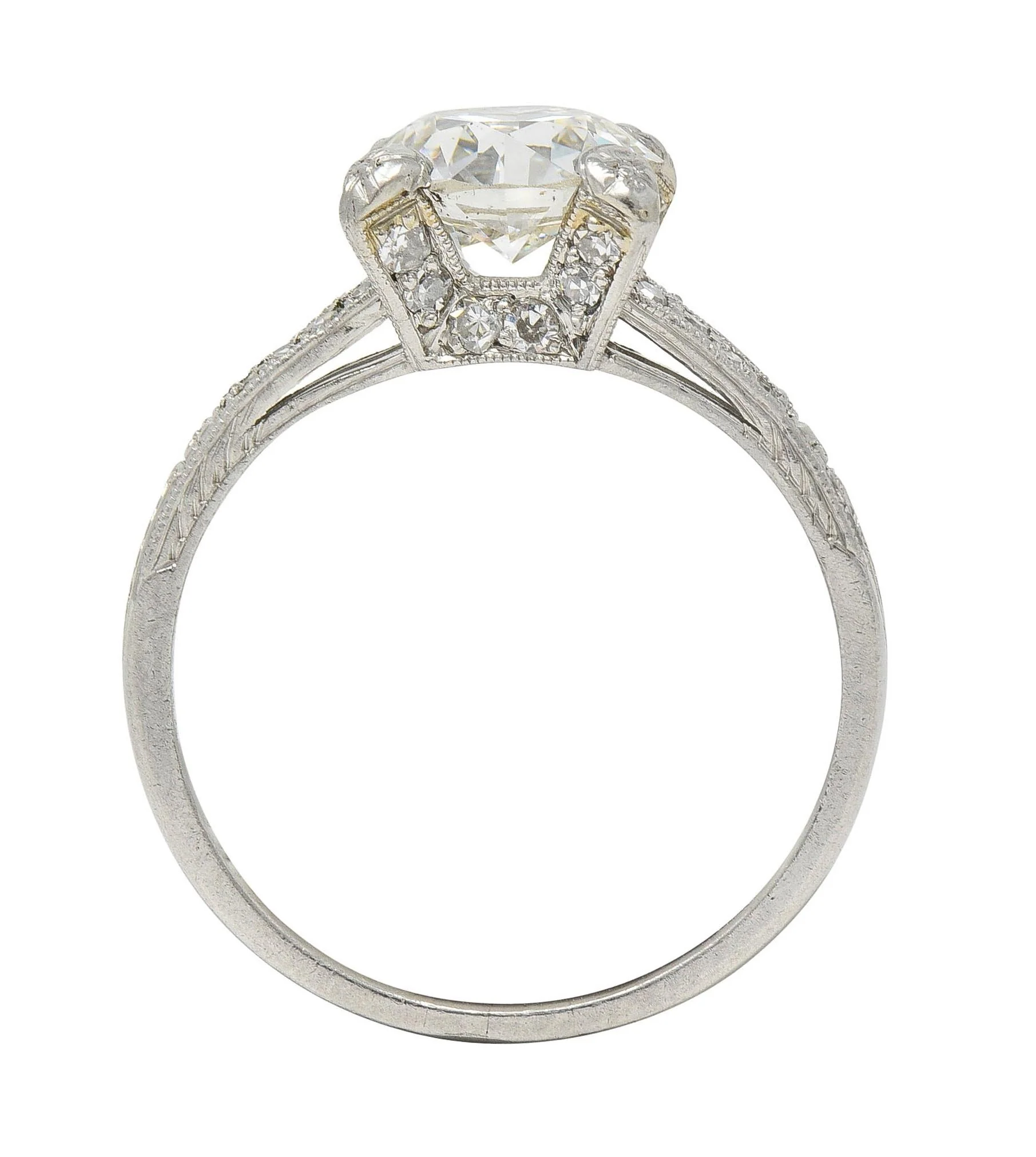 Art Deco 2.23 CTW Old European Diamond Platinum Orange Blossom Engagement Ring - Image 9