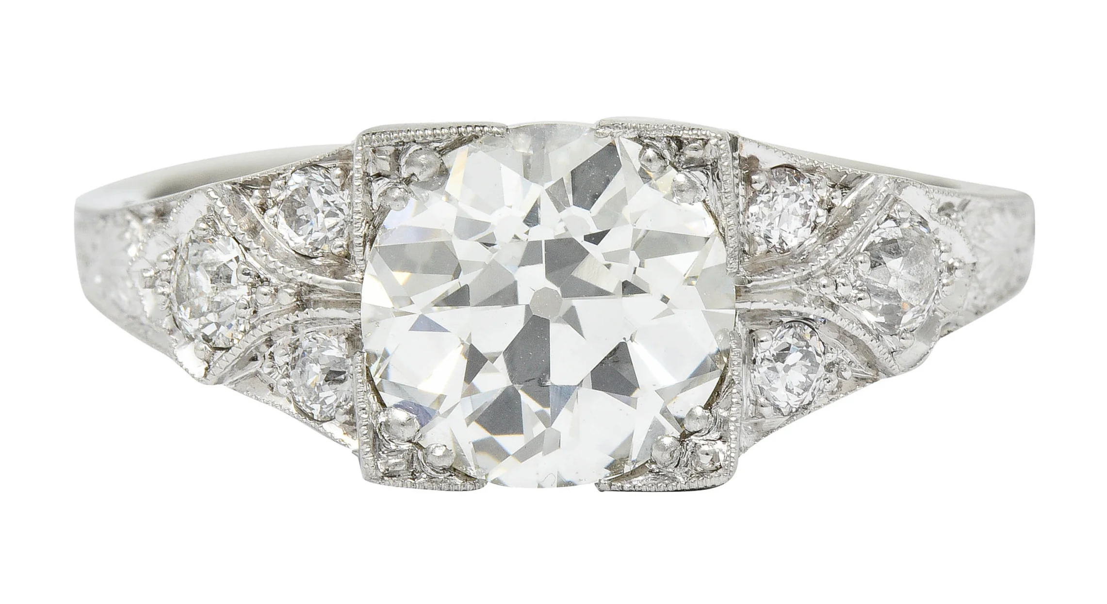 Art Deco 2.31 CTW Diamond Platinum Square Form Engagement Ring GIA
