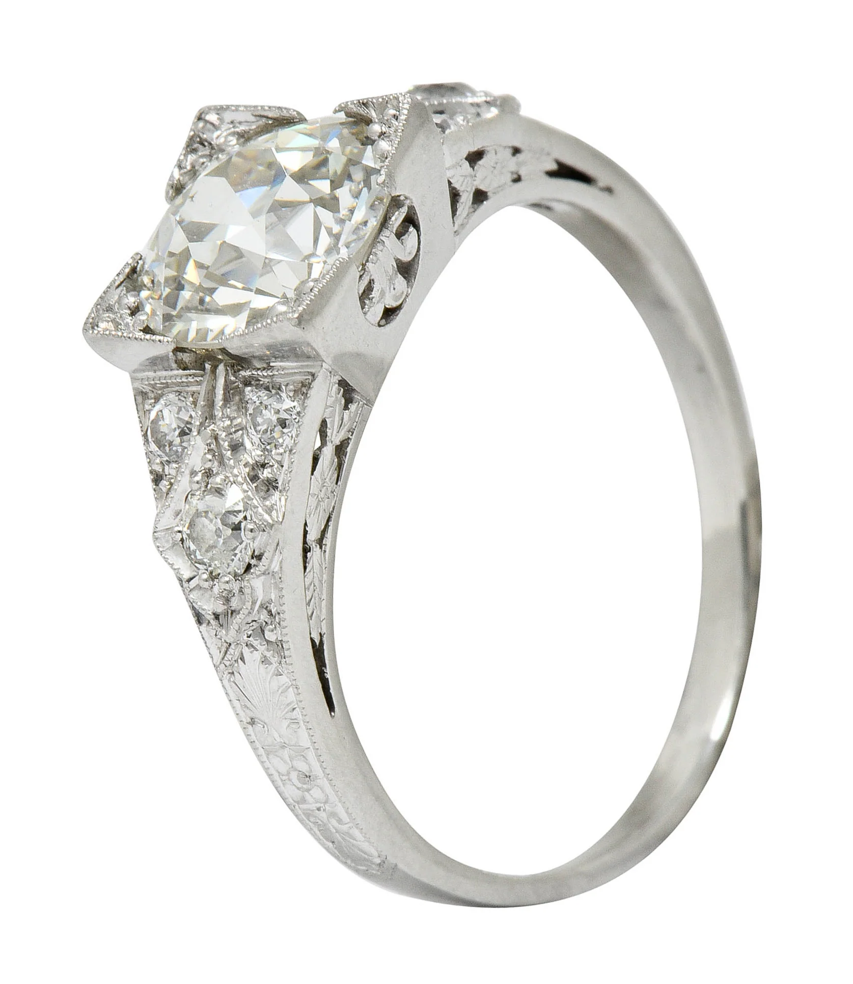 Art Deco 2.31 CTW Diamond Platinum Square Form Engagement Ring GIA - Image 11