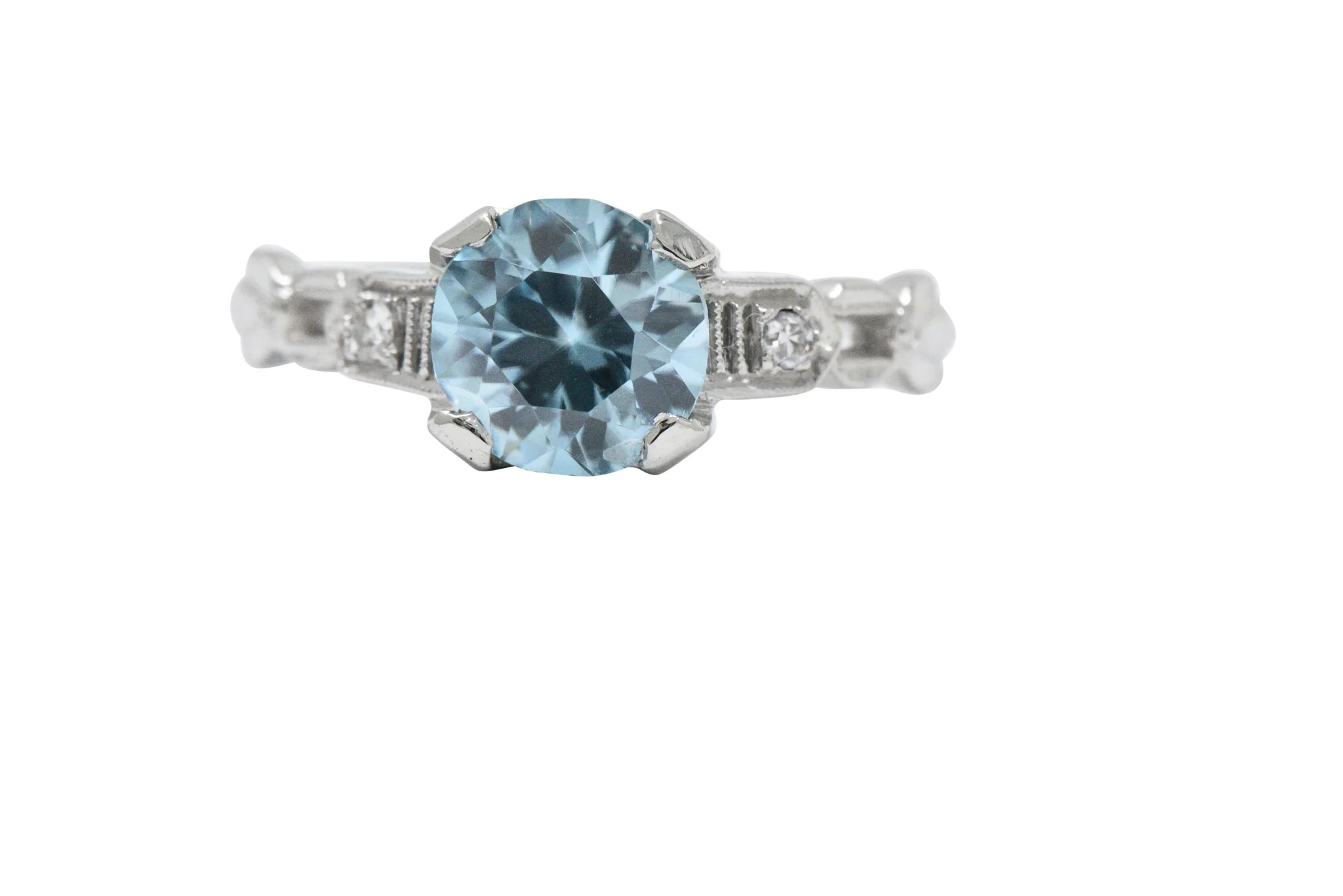 Art Deco 2.35 Carats Zircon Diamond And 14 Karat White Gold Ring - Image 3
