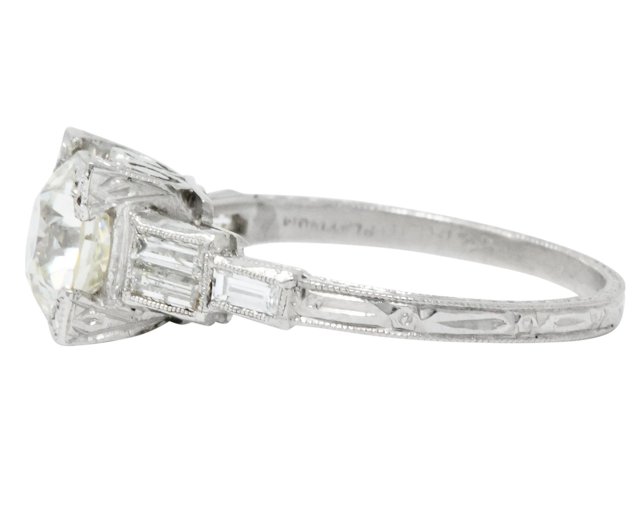 Art Deco 2.35 CTW Diamond Platinum Engagement Ring GIA - Image 3