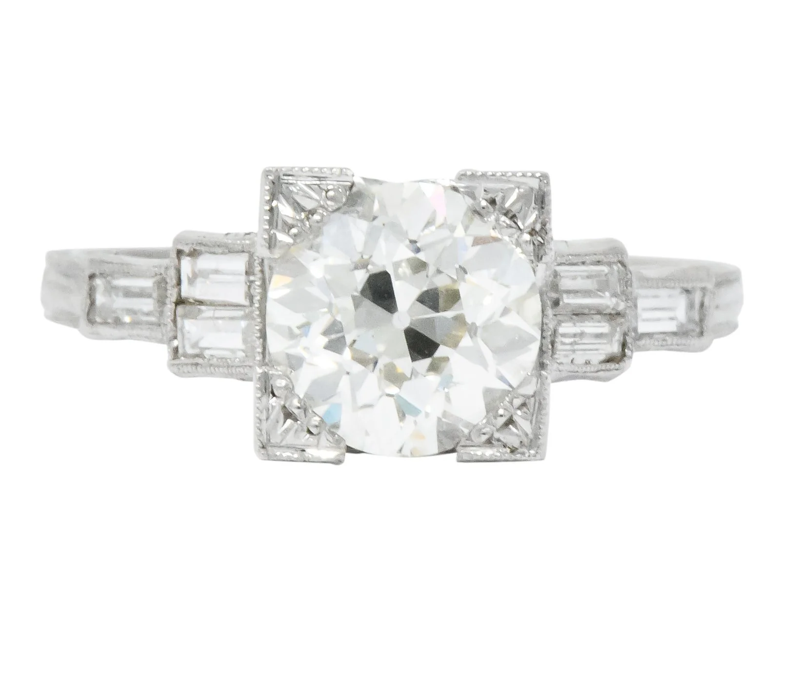 Art Deco 2.35 CTW Diamond Platinum Engagement Ring GIA - Image 8