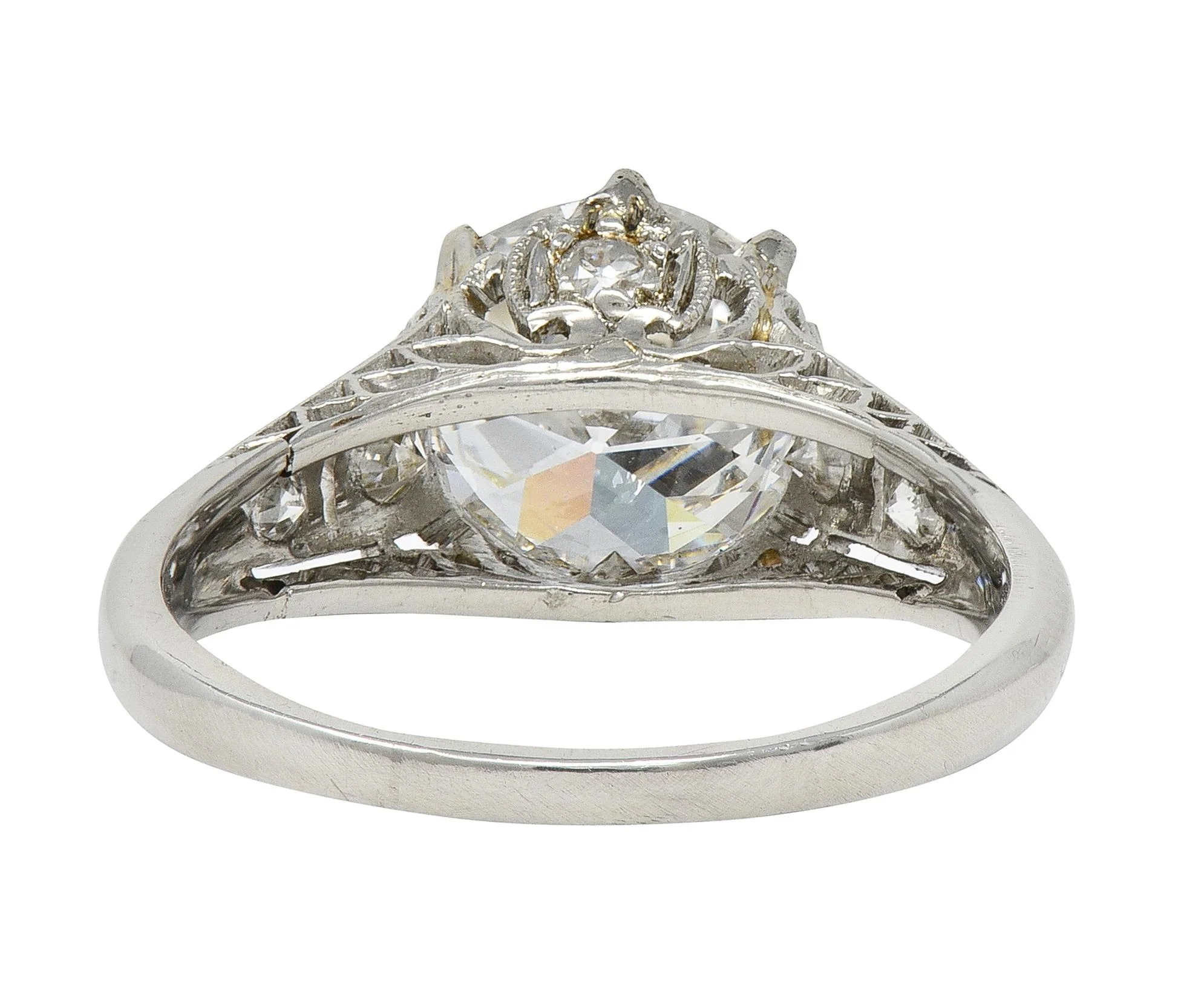 Art Deco 2.46 CTW Old European Cut Diamond Platinum Lotus Vintage Engagement Ring GIA - Image 5