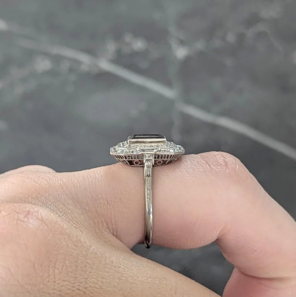 Art Deco 2.50 CTW Garnet Diamond Platinum Vintage Double Halo Ring - Image 12