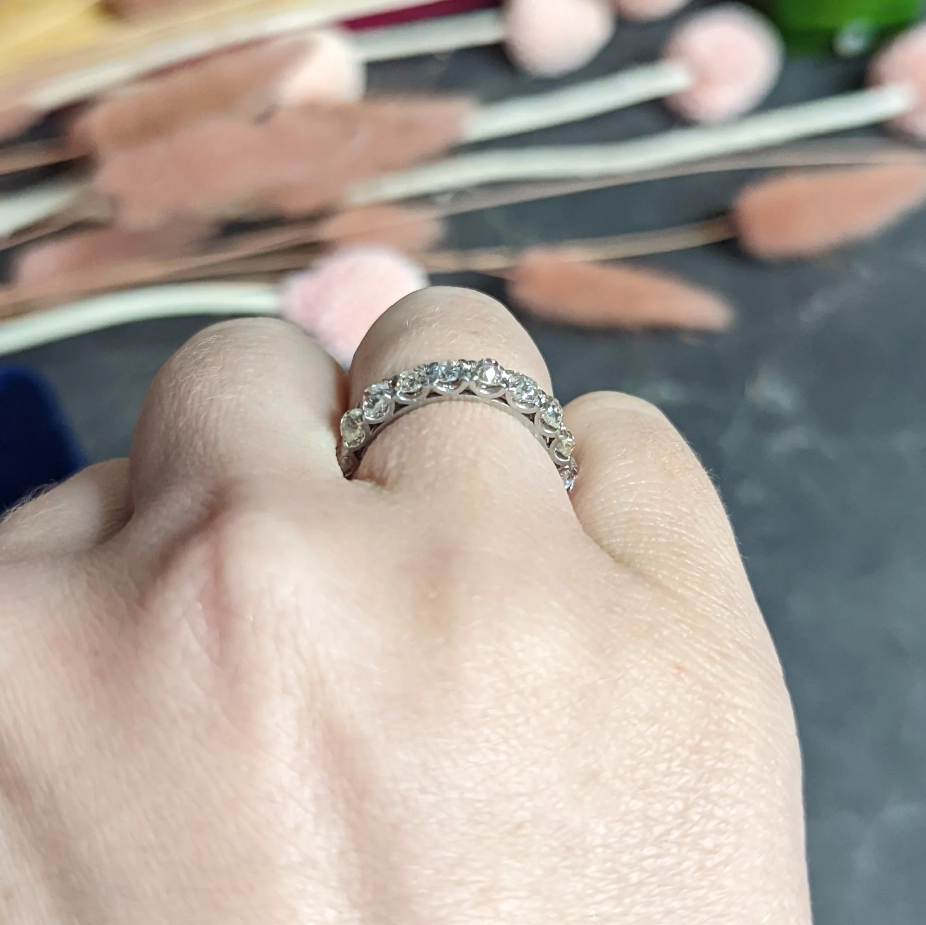 Art Deco 2.50 CTW Old Mine Diamond Platinum Eternity Band Ring - Image 10