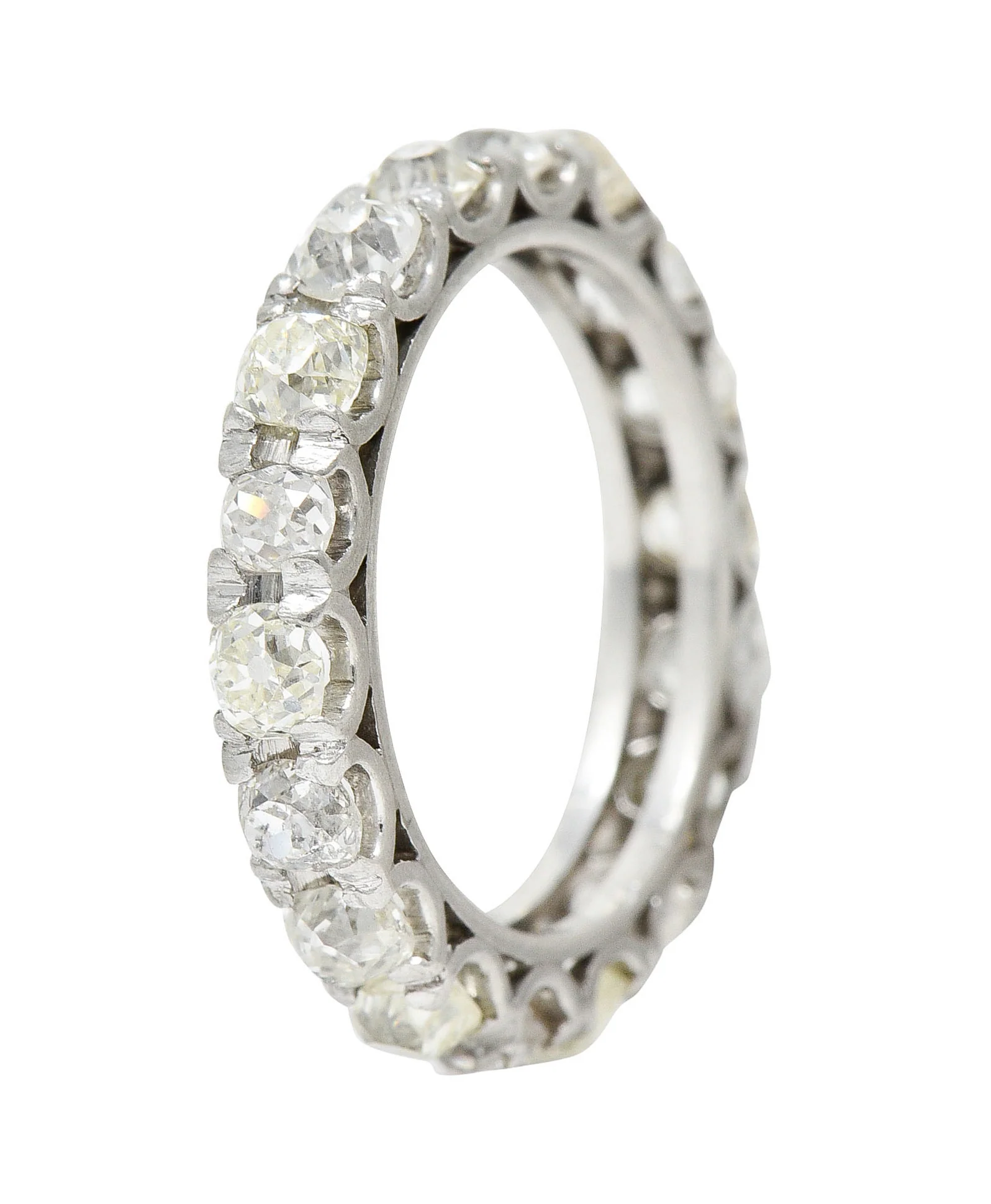 Art Deco 2.50 CTW Old Mine Diamond Platinum Eternity Band Ring - Image 2